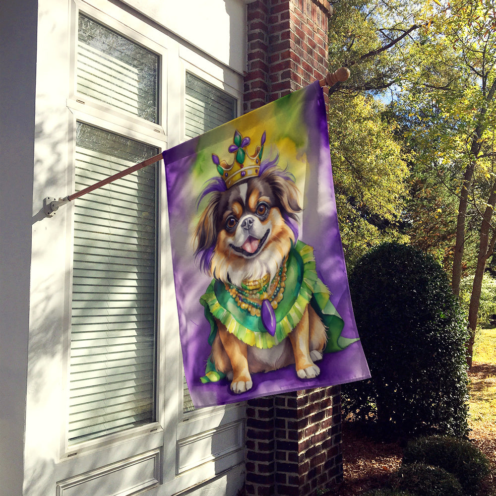 Tibetan Spaniel King of Mardi Gras House Flag