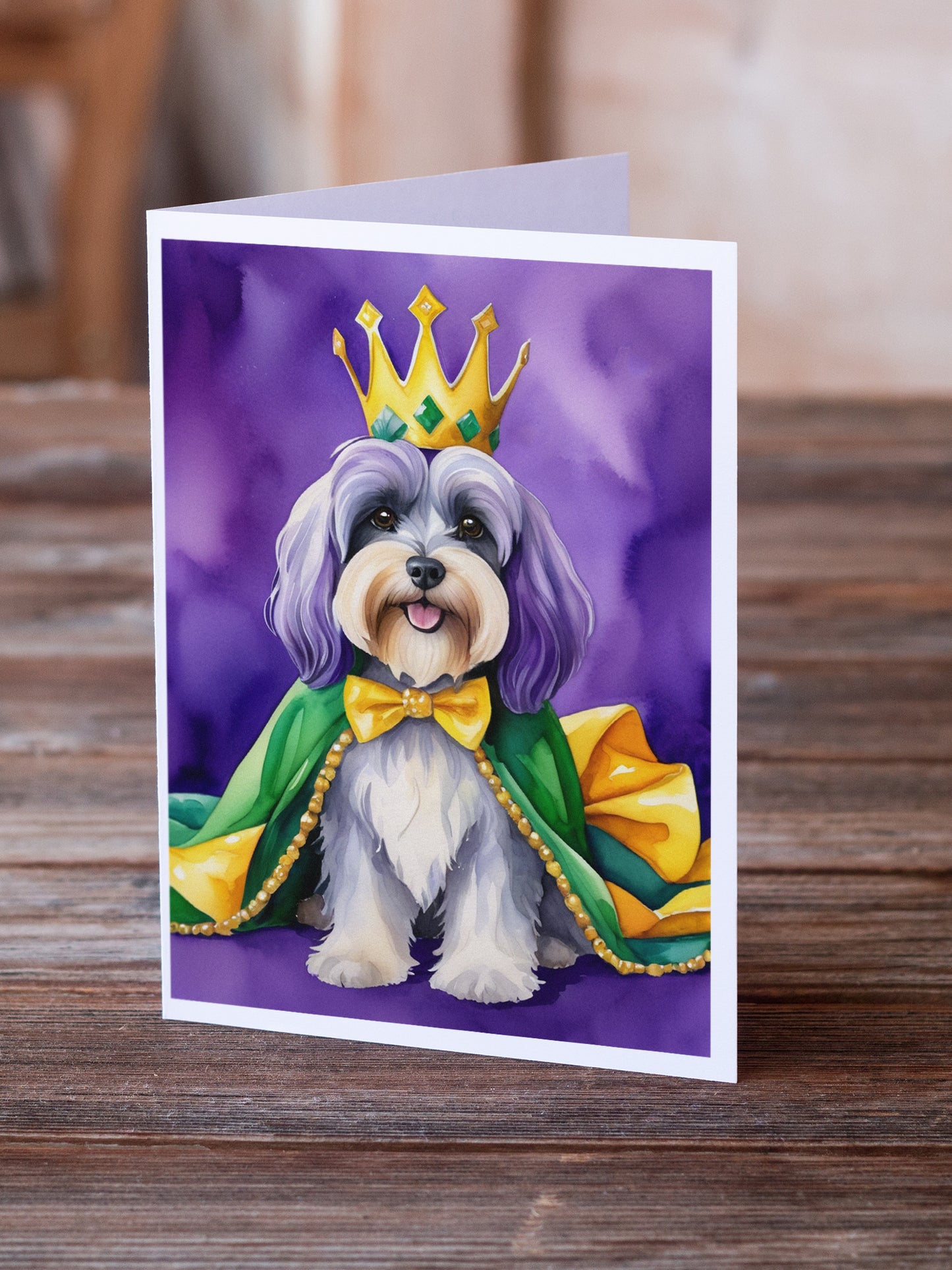 Tibetan Terrier King of Mardi Gras Greeting Cards Pack of 8