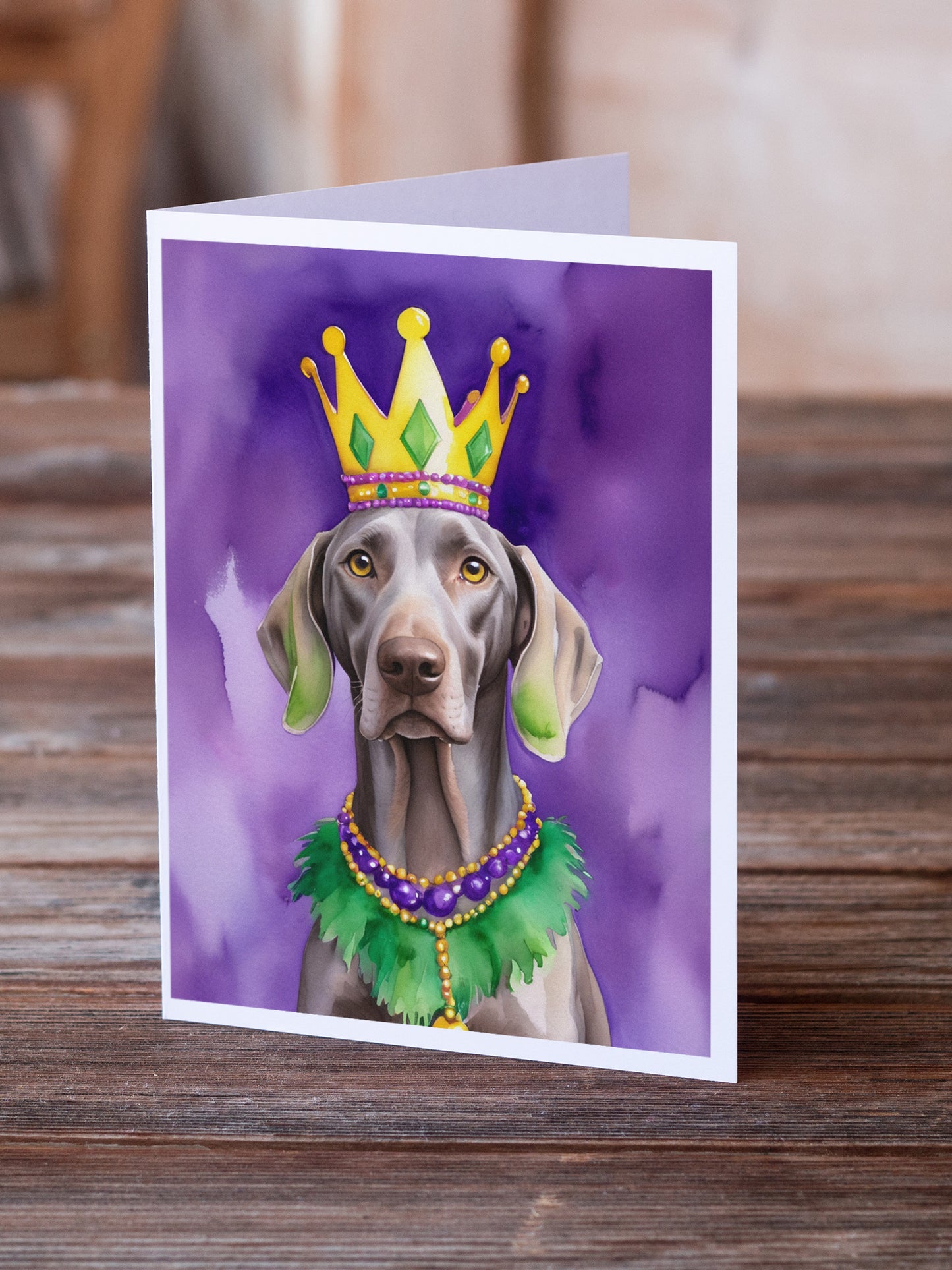 Weimaraner King of Mardi Gras Greeting Cards Pack of 8