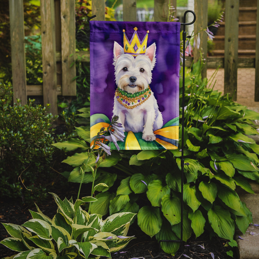 Westie King of Mardi Gras Garden Flag