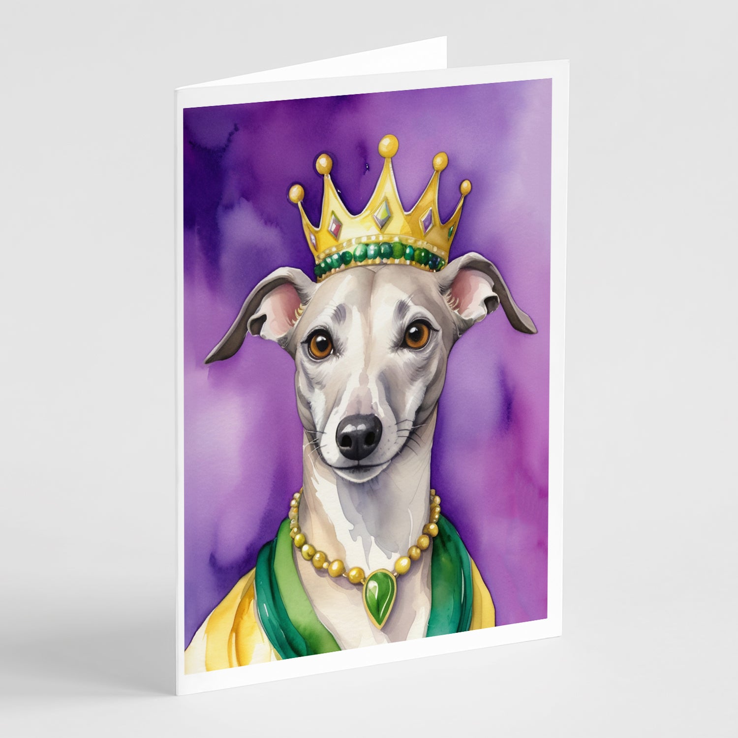 Buy this Whippet King of Mardi Gras Greeting Cards Pack of 8