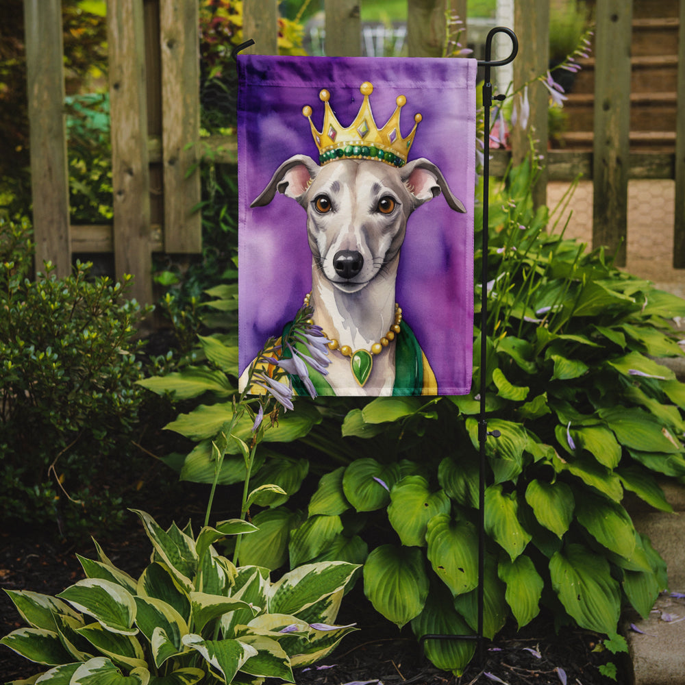 Whippet King of Mardi Gras Garden Flag