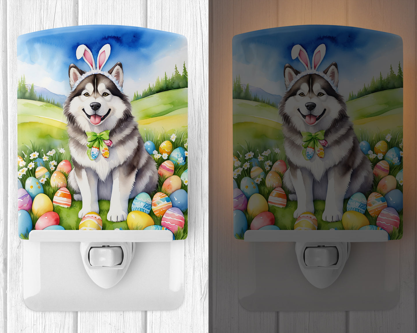 Alaskan Malamute Easter Egg Hunt Ceramic Night Light