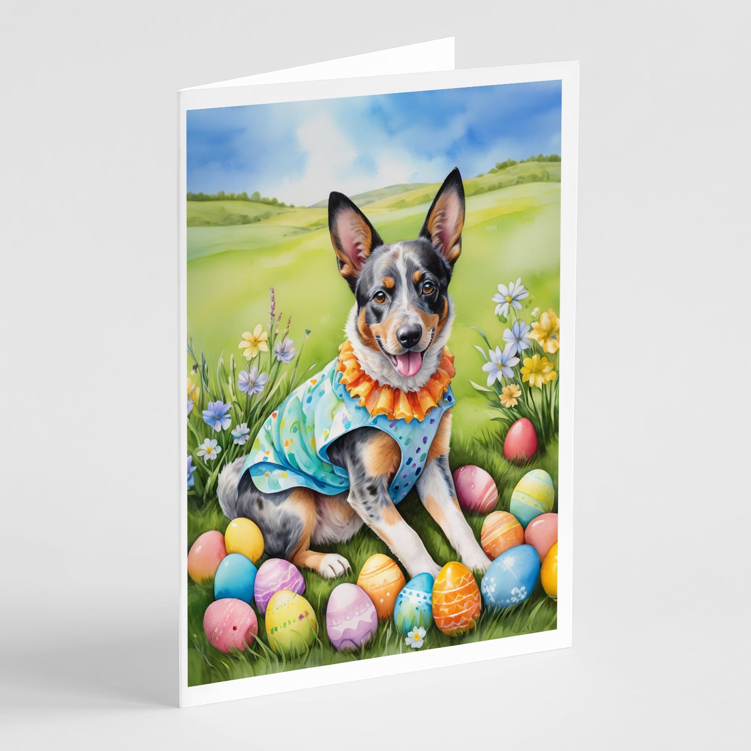 Buy this Australian Cattle Dog Easter Egg Hunt Greeting Cards Pack of 8