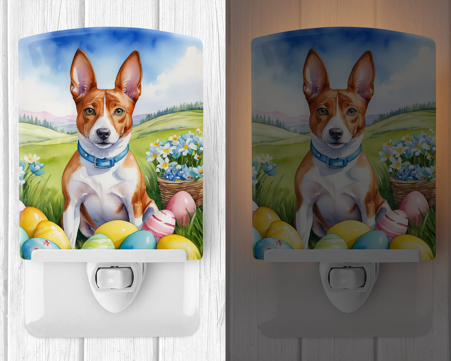 Basenji Easter Egg Hunt Ceramic Night Light