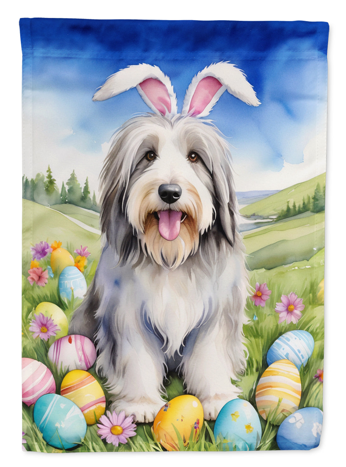 Buy this Bearded Collie Easter Egg Hunt House Flag