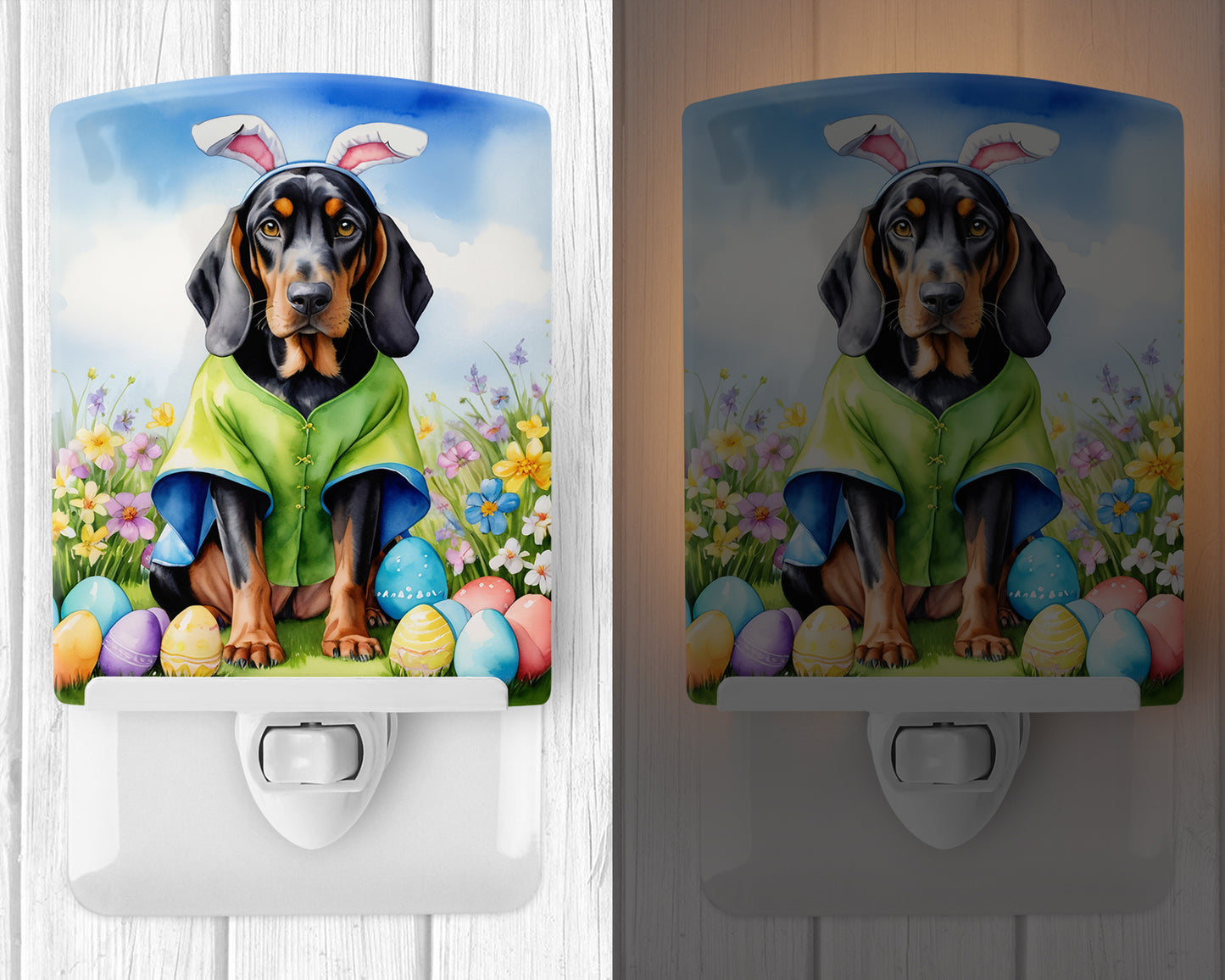 Black and Tan Coonhound Easter Egg Hunt Ceramic Night Light