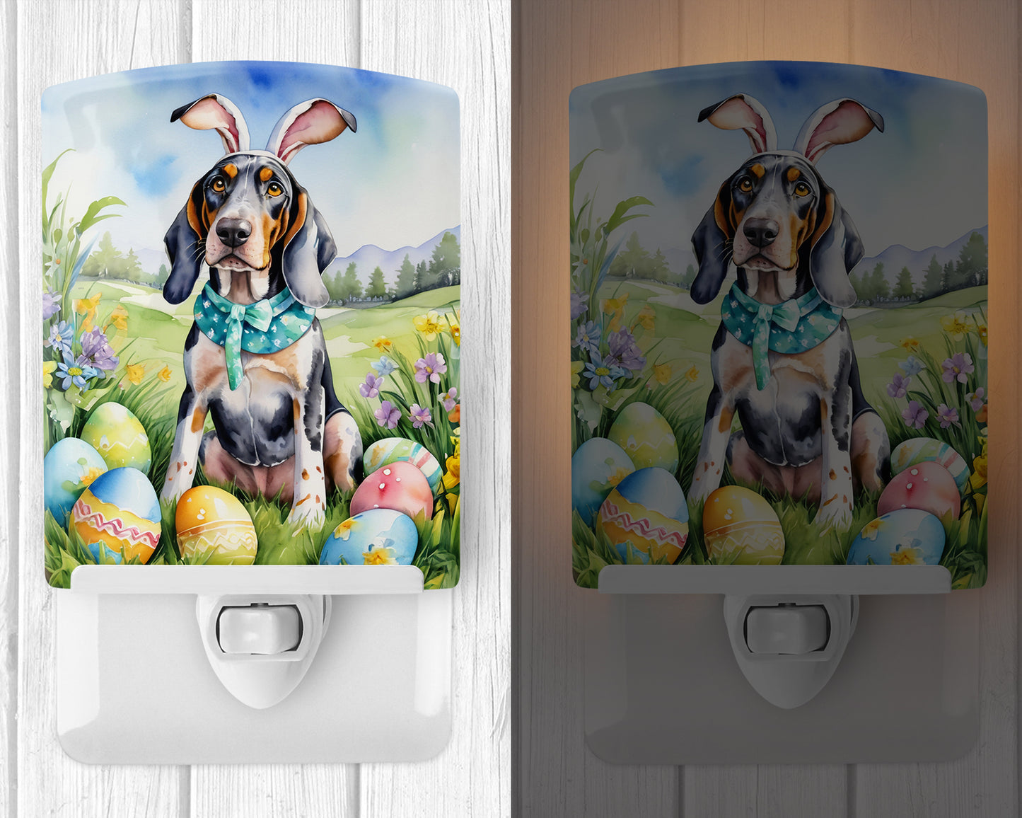 Bluetick Coonhound Easter Egg Hunt Ceramic Night Light