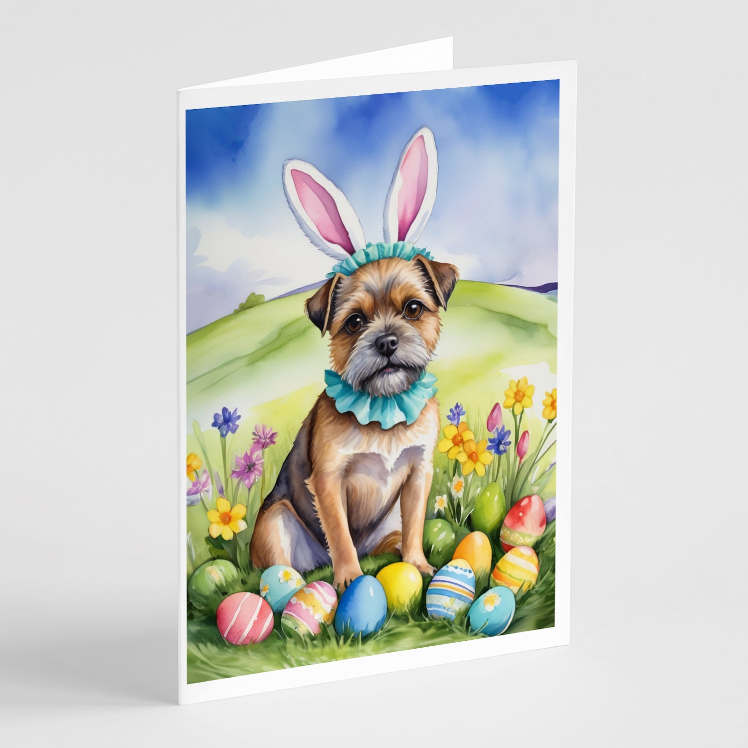 Buy this Border Terrier Easter Egg Hunt Greeting Cards Pack of 8