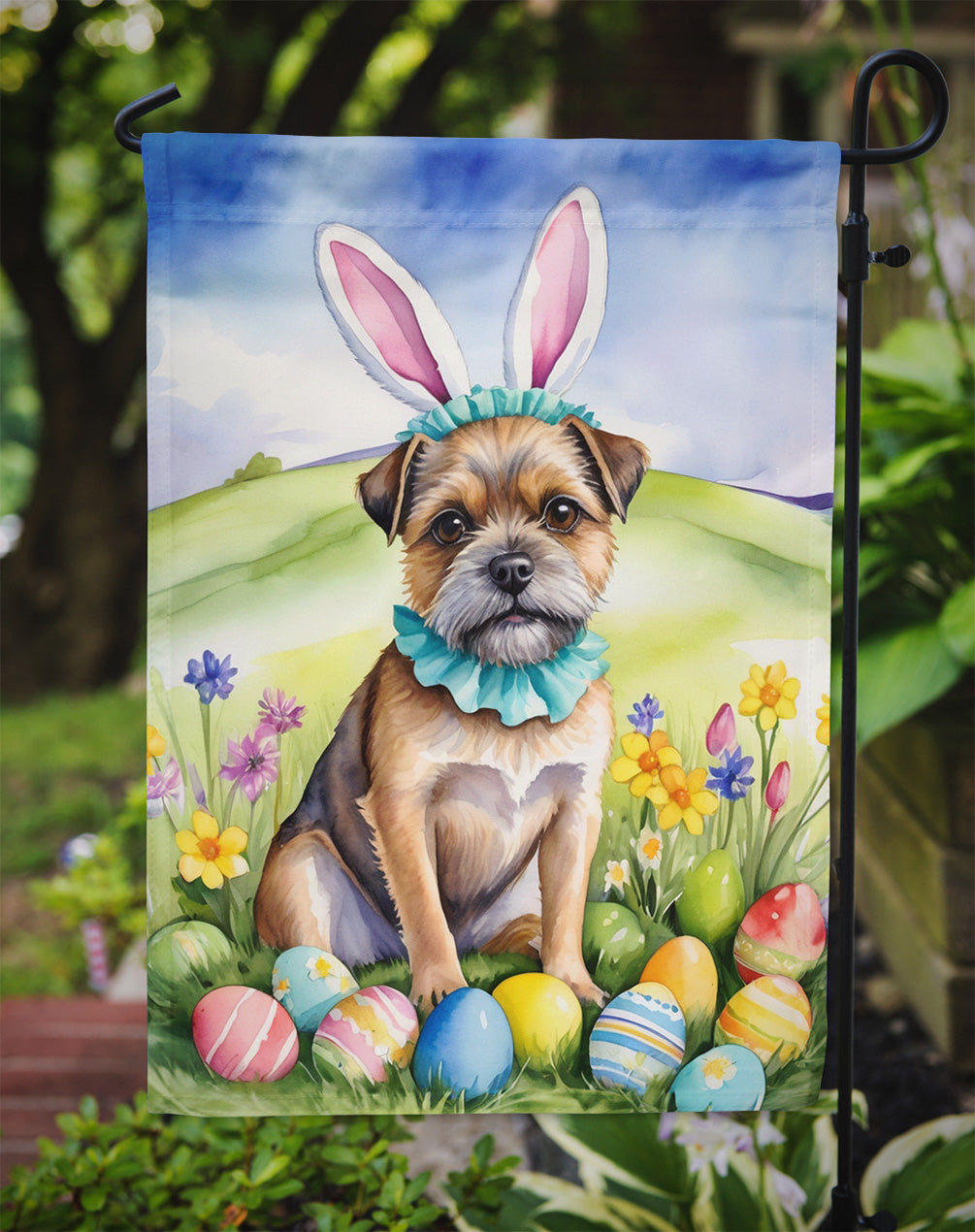 Border Terrier Easter Egg Hunt Garden Flag