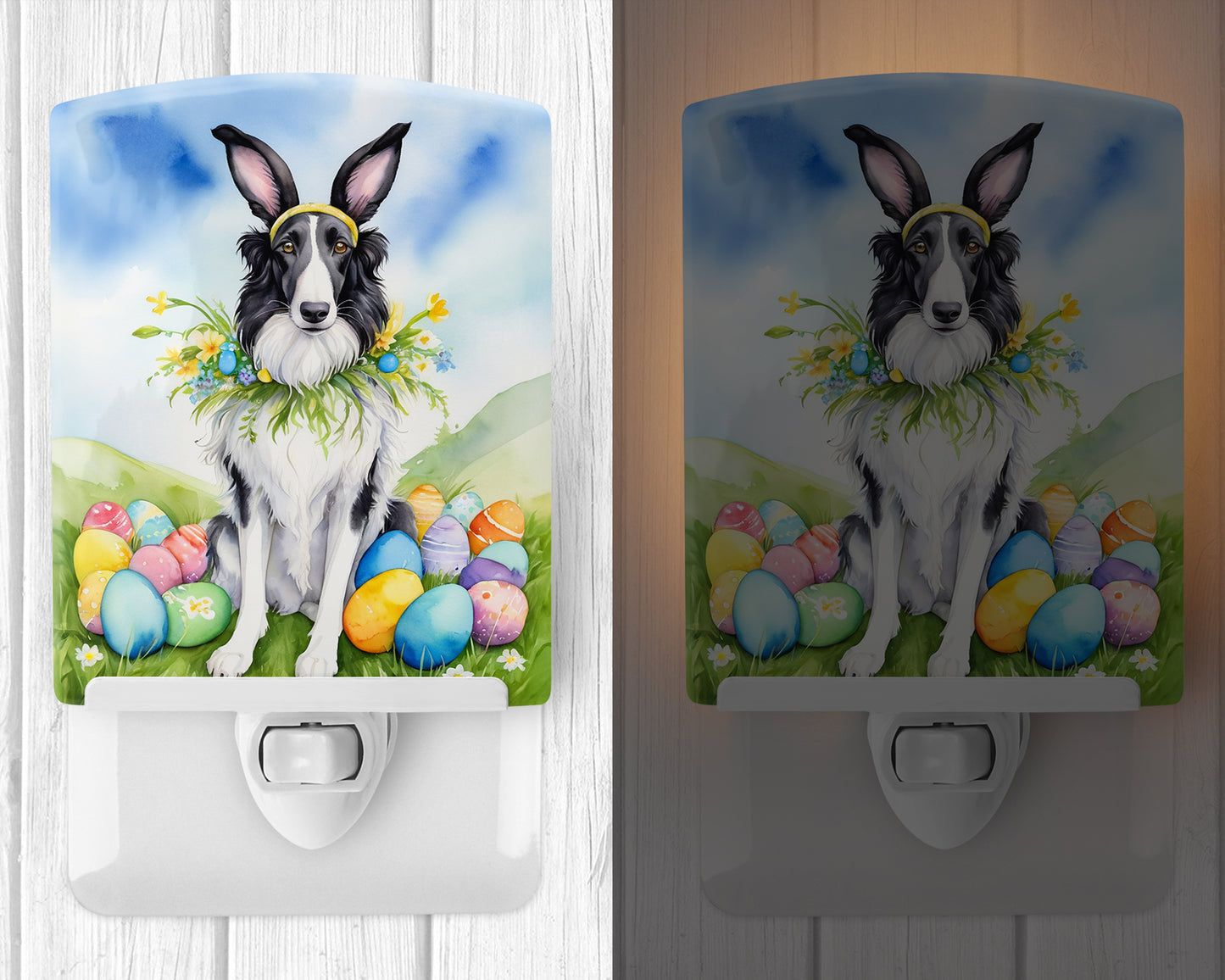 Borzoi Easter Egg Hunt Ceramic Night Light