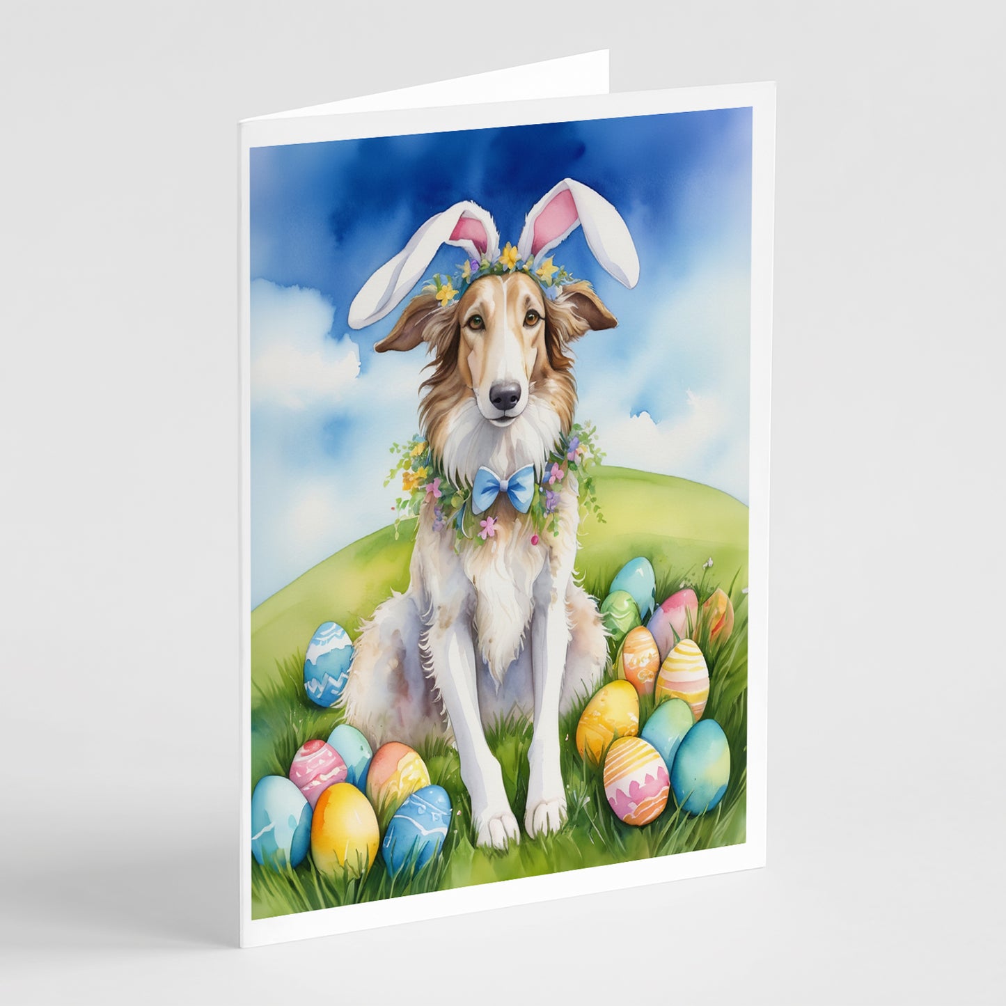 Buy this Borzoi Easter Egg Hunt Greeting Cards Pack of 8