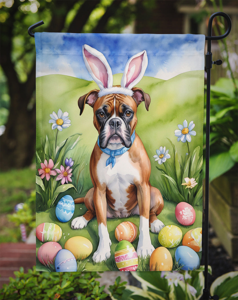 Boxer Easter Egg Hunt Garden Flag