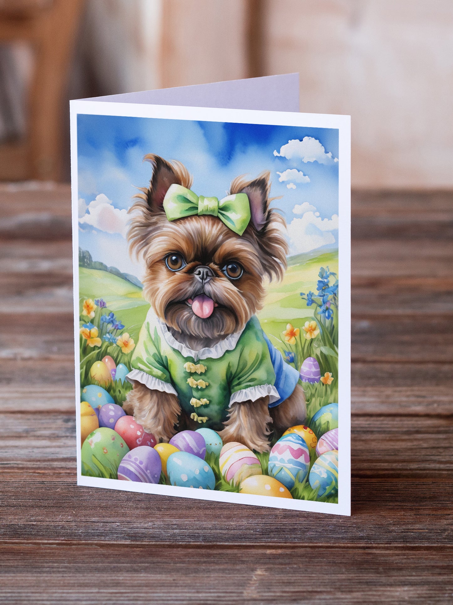 Brussels Griffon Easter Egg Hunt Greeting Cards Pack of 8