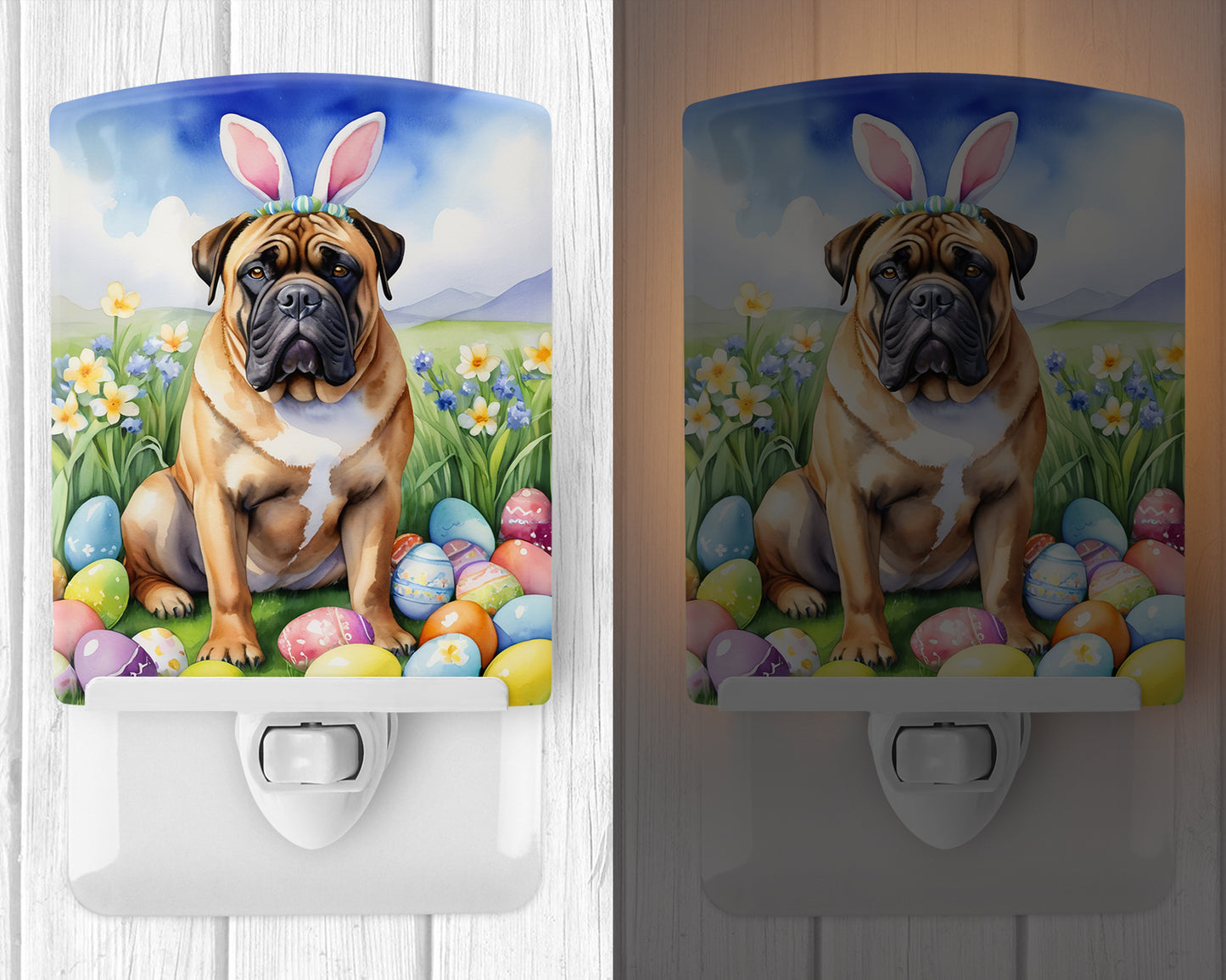 Bullmastiff Easter Egg Hunt Ceramic Night Light