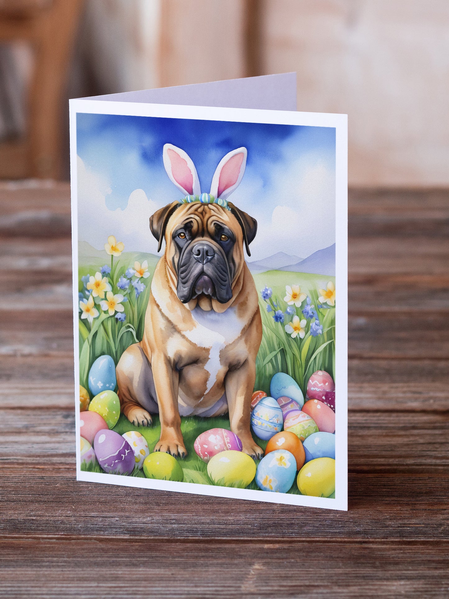 Bullmastiff Easter Egg Hunt Greeting Cards Pack of 8