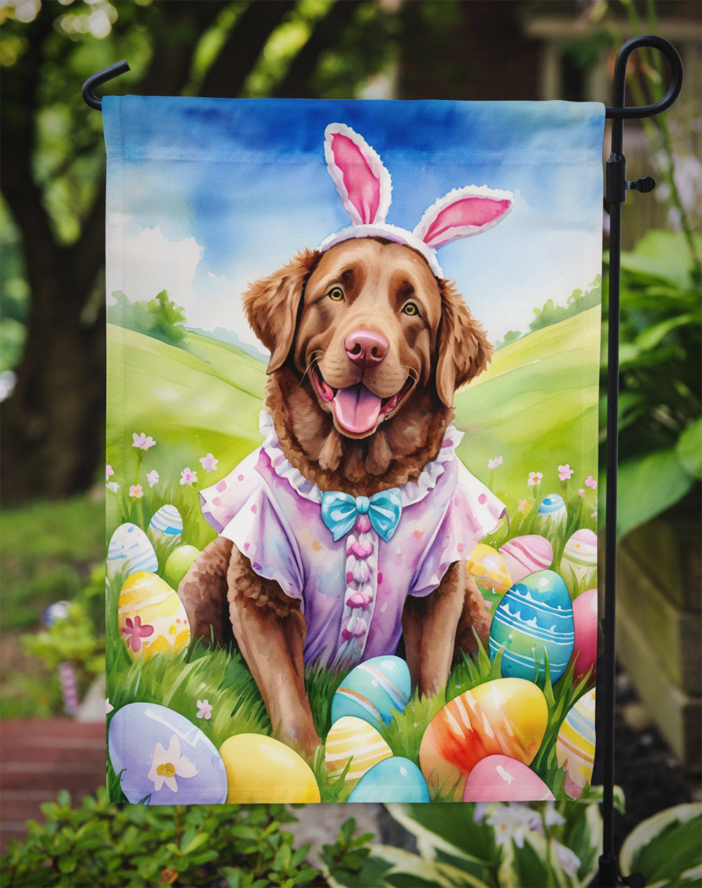 Chesapeake Bay Retriever Easter Egg Hunt Garden Flag