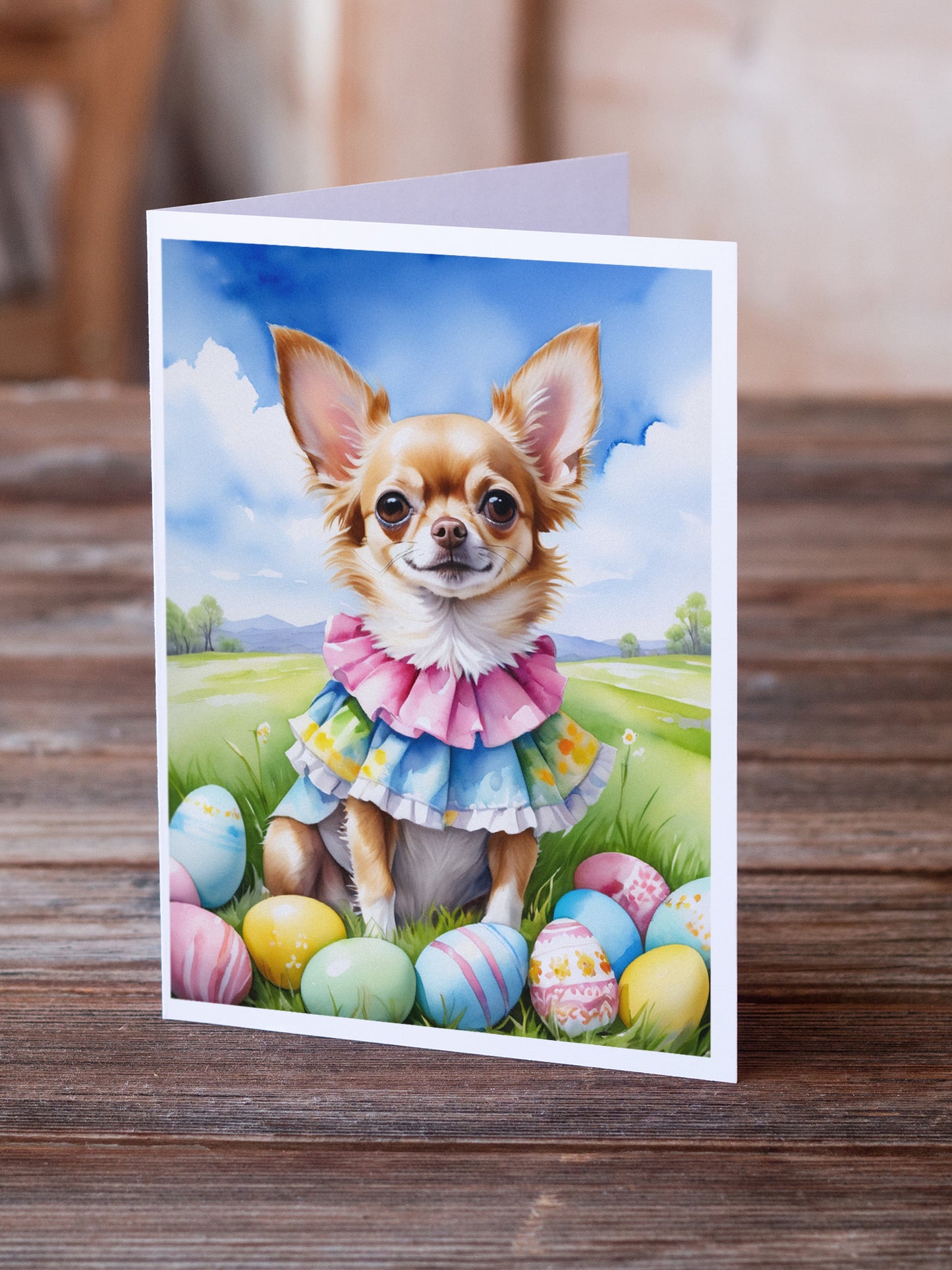 Chihuahua Easter Egg Hunt Greeting Cards Pack of 8