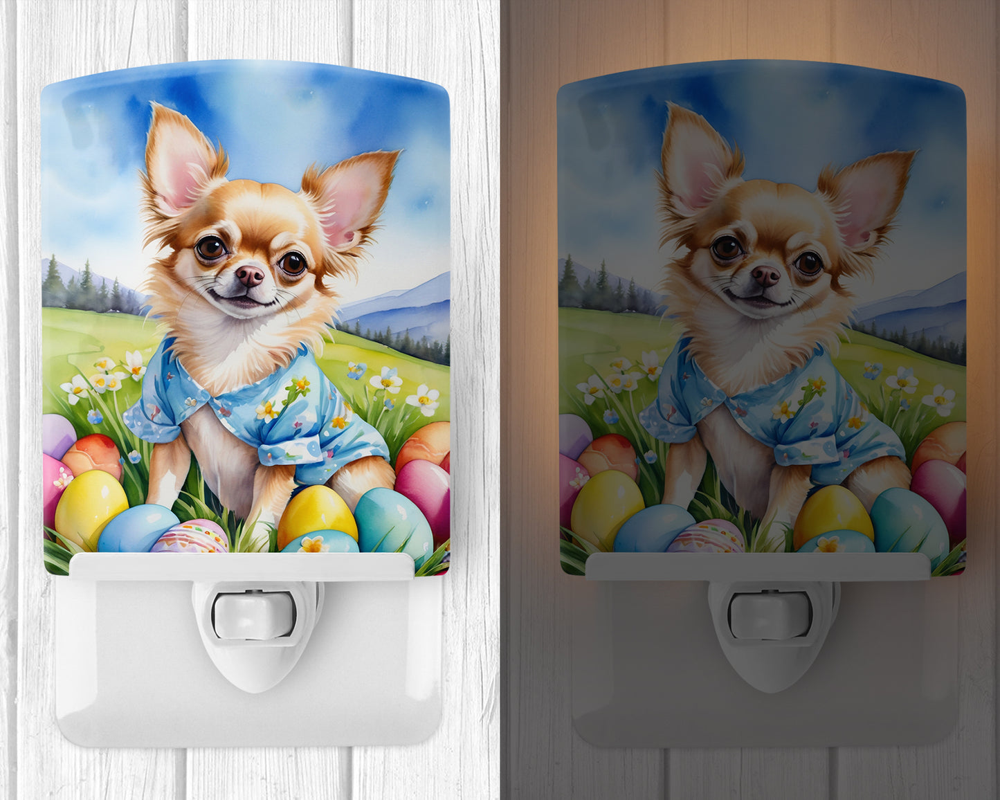 Chihuahua Easter Egg Hunt Ceramic Night Light