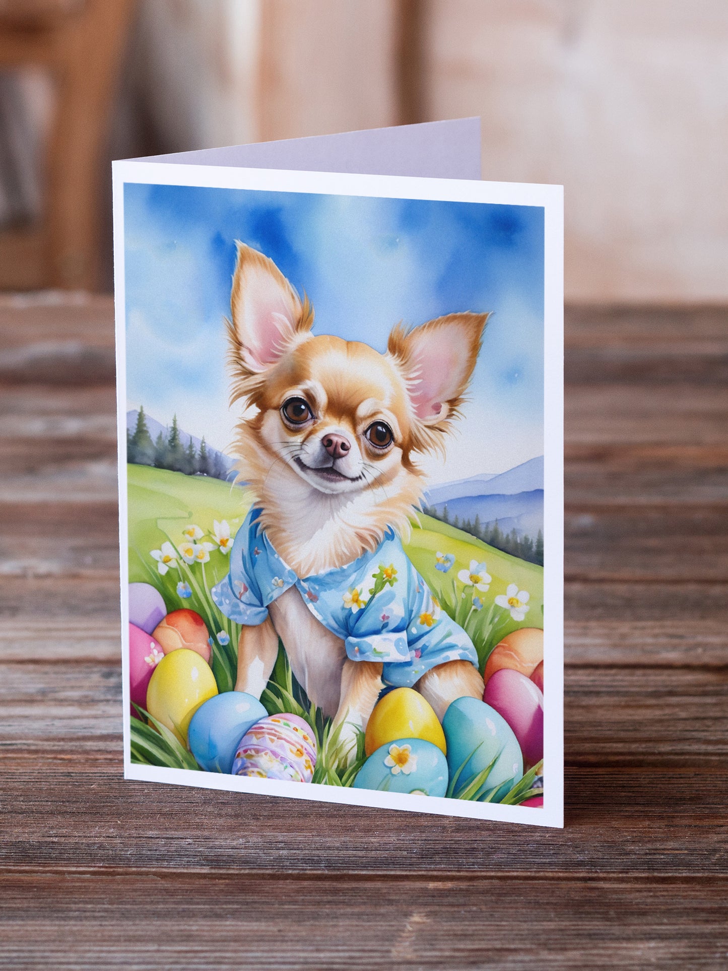 Chihuahua Easter Egg Hunt Greeting Cards Pack of 8