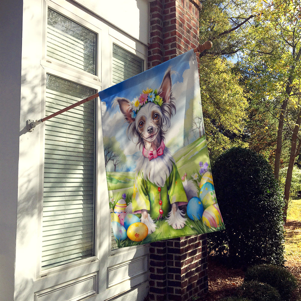 Chinese Crested Easter Egg Hunt House Flag