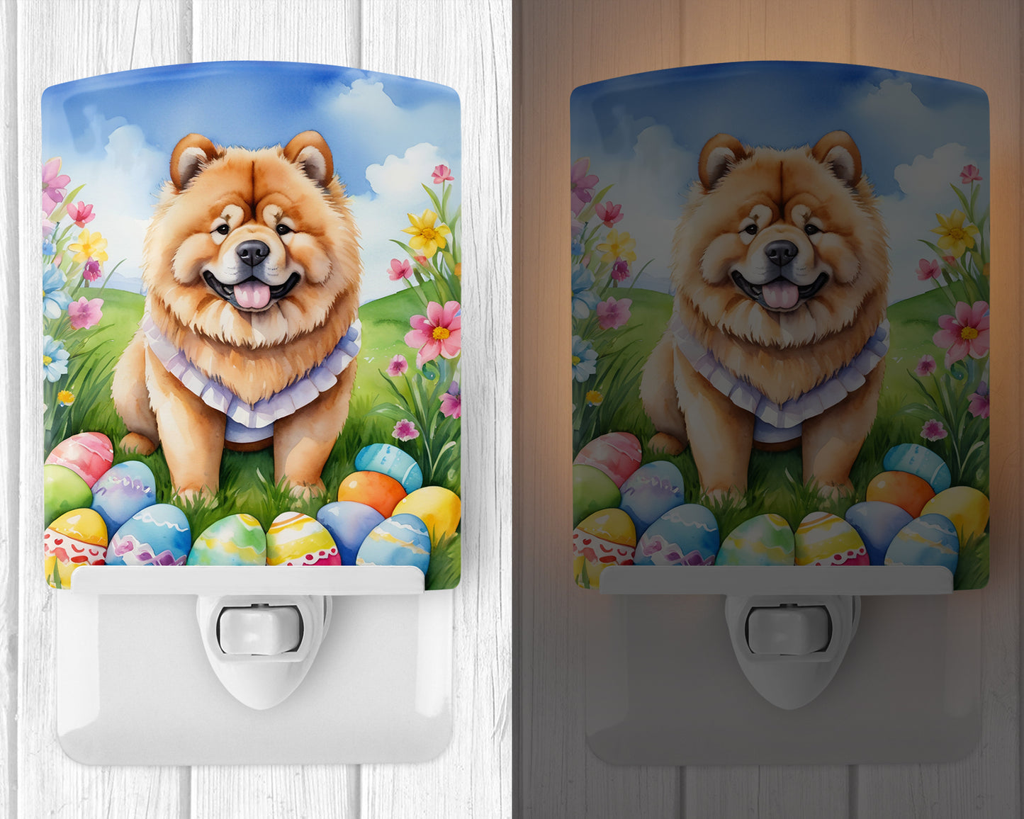 Chow Chow Easter Egg Hunt Ceramic Night Light