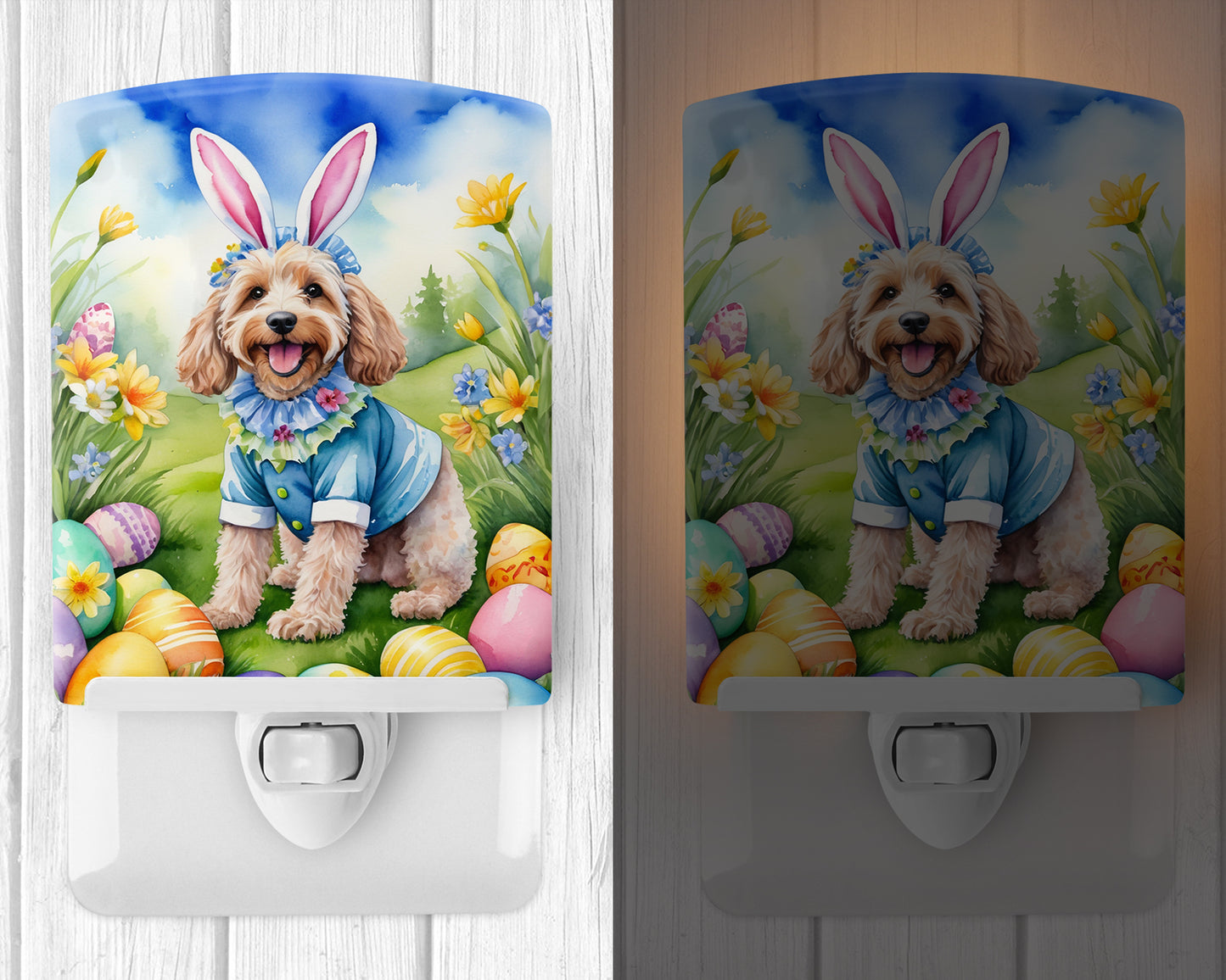 Cockapoo Easter Egg Hunt Ceramic Night Light