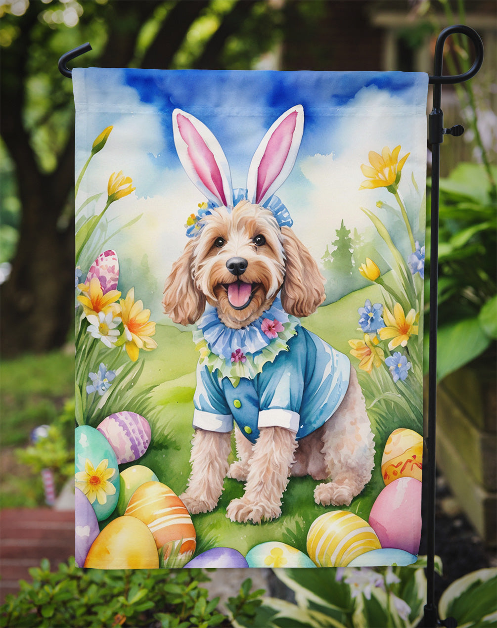 Cockapoo Easter Egg Hunt Garden Flag