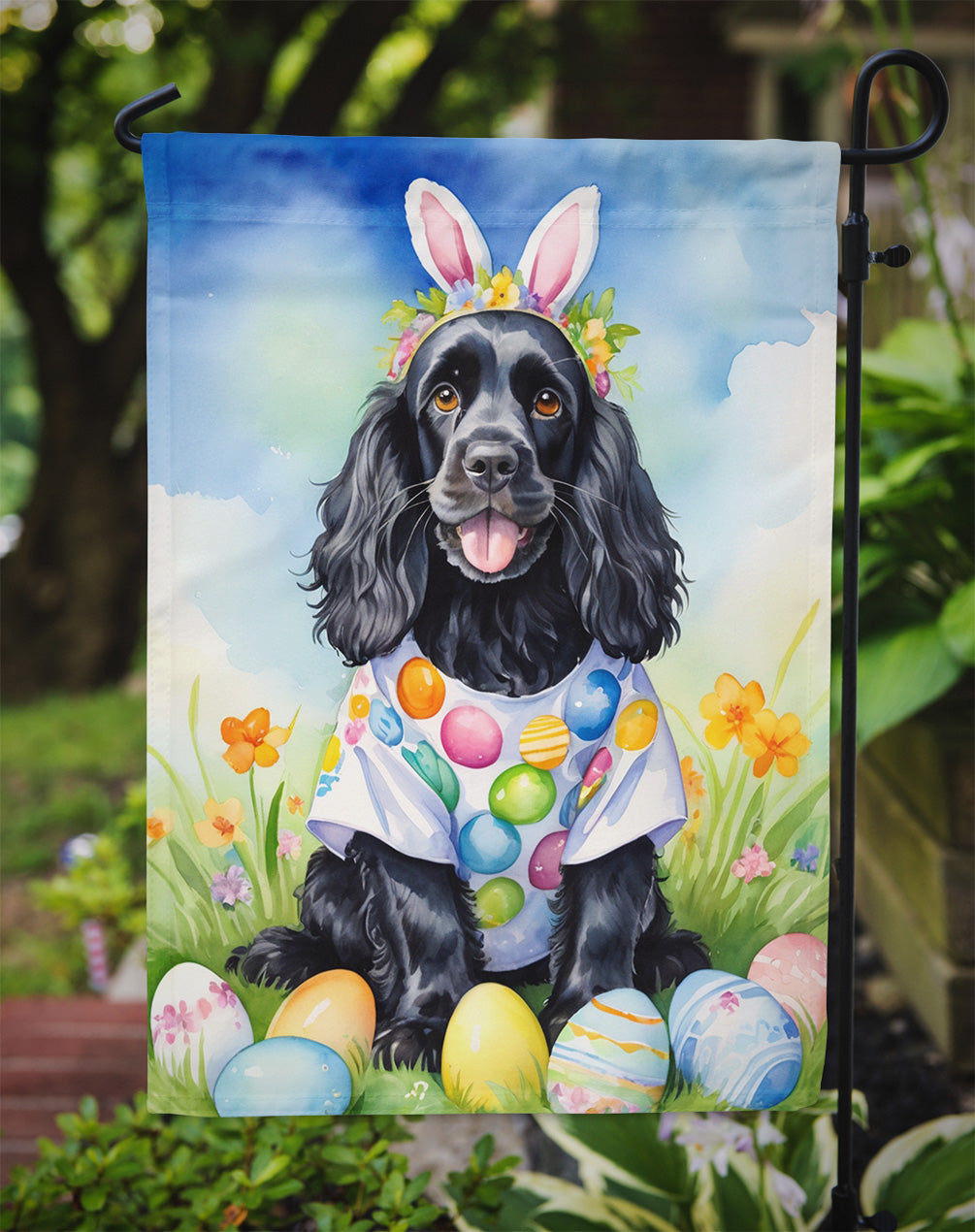 Cocker Spaniel Easter Egg Hunt Garden Flag