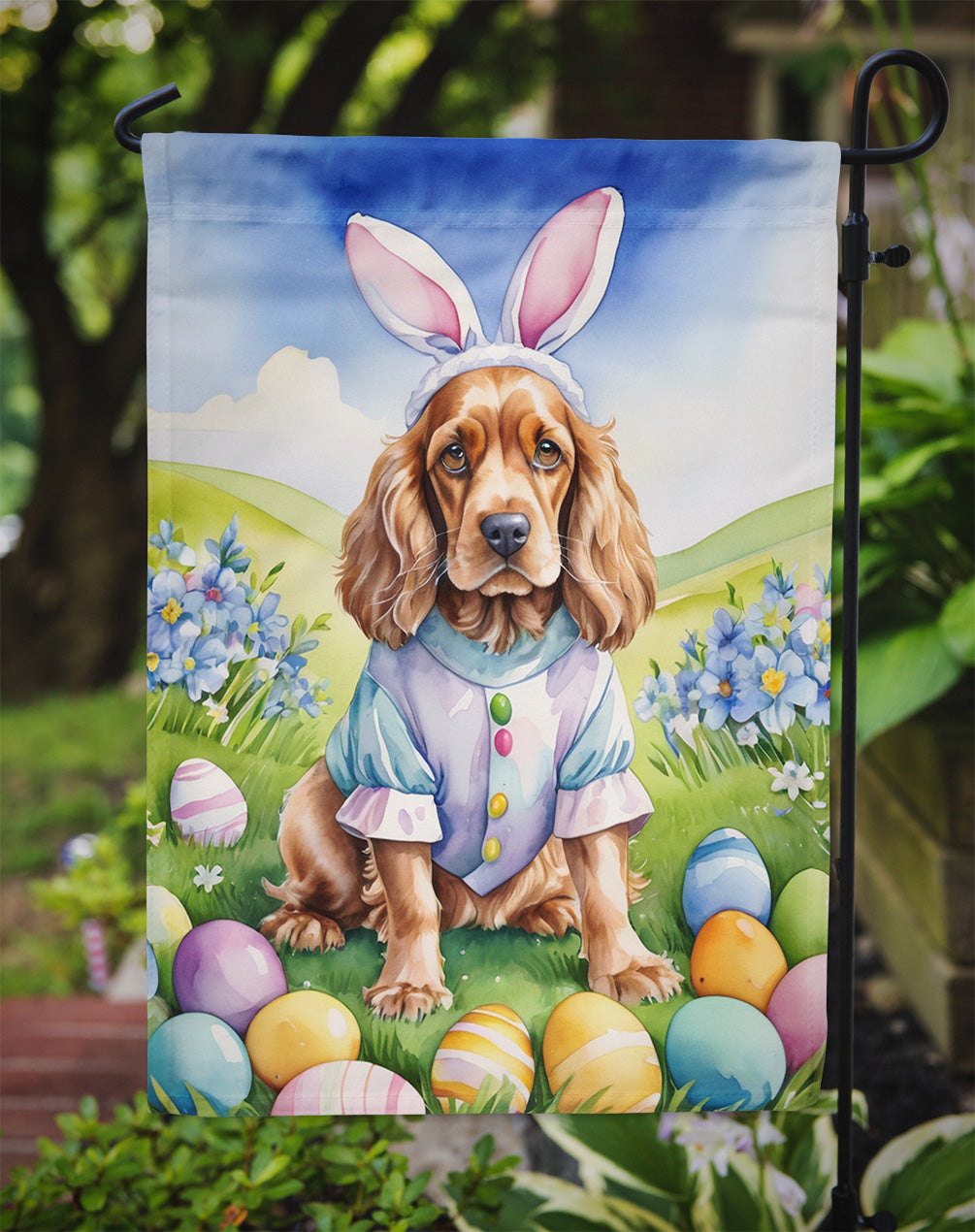 Cocker Spaniel Easter Egg Hunt Garden Flag