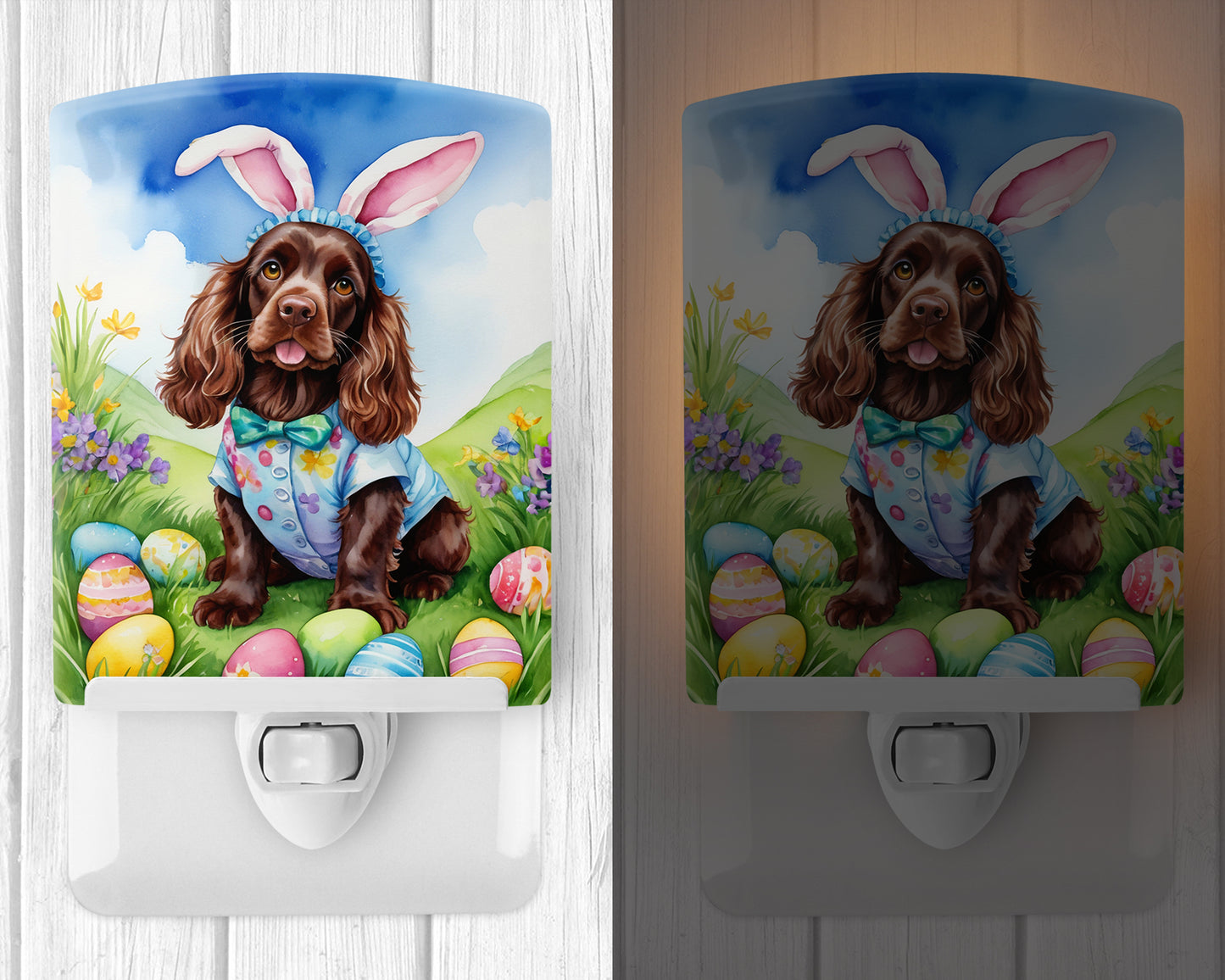 Cocker Spaniel Easter Egg Hunt Ceramic Night Light