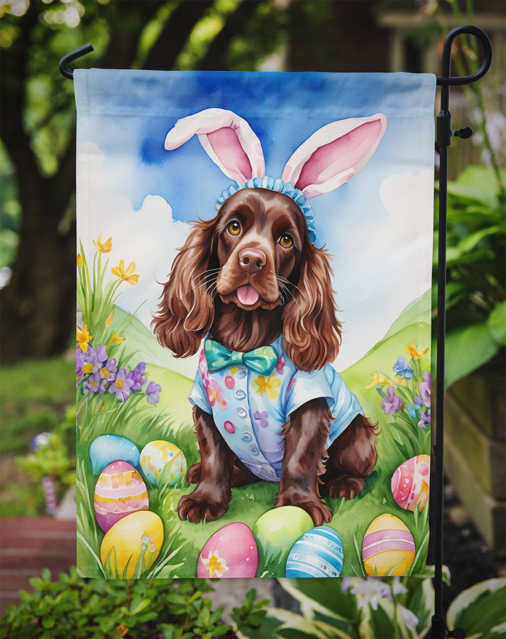 Cocker Spaniel Easter Egg Hunt Garden Flag