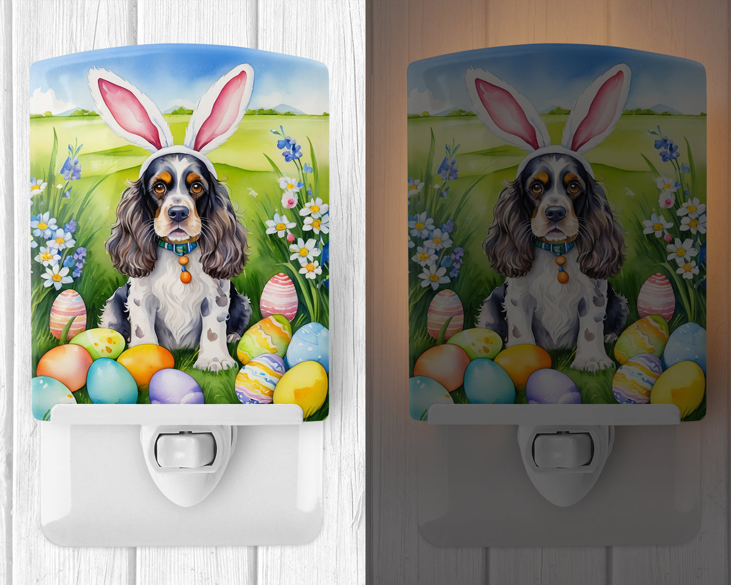 Cocker Spaniel Easter Egg Hunt Ceramic Night Light