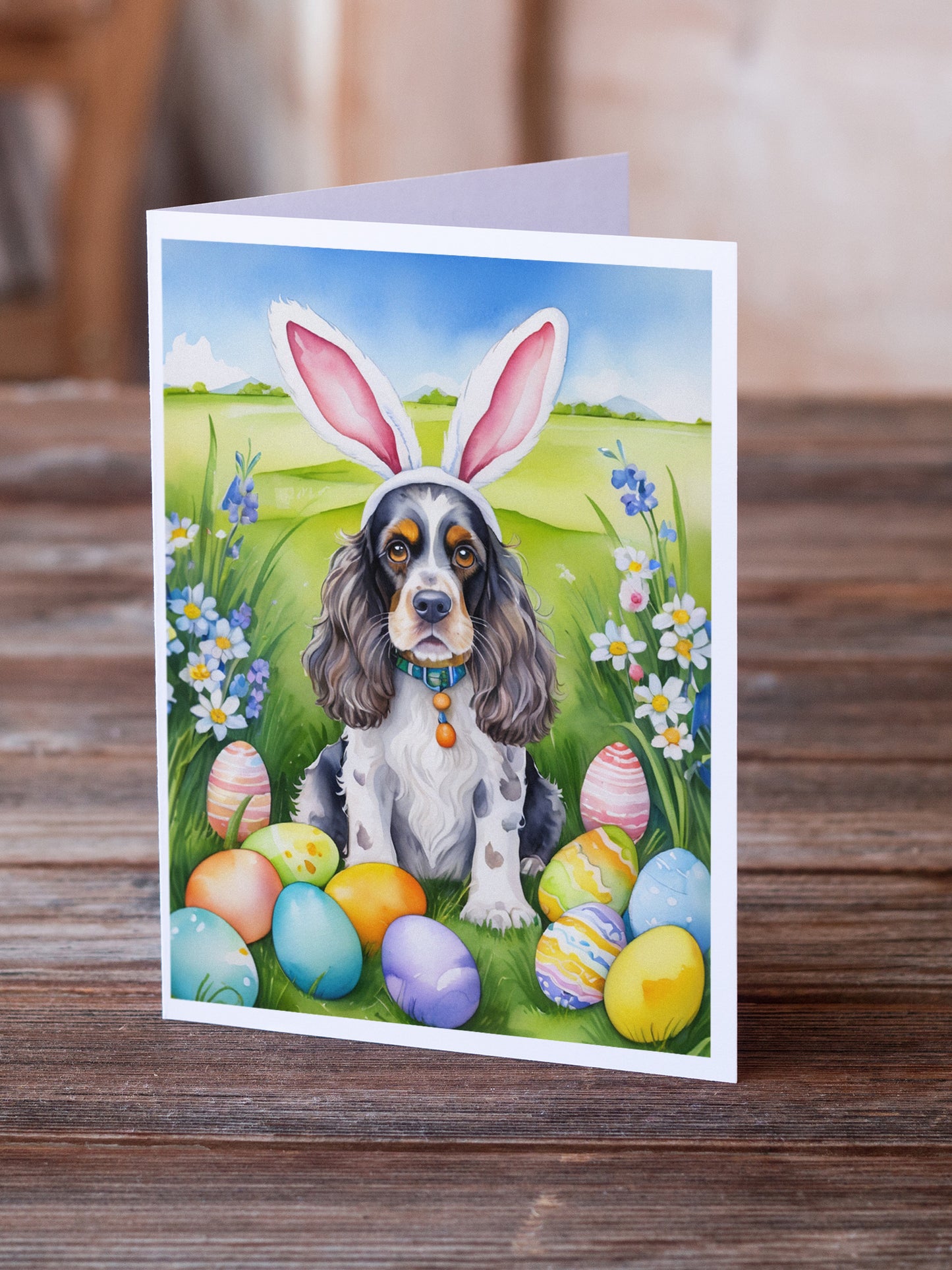 Cocker Spaniel Easter Egg Hunt Greeting Cards Pack of 8