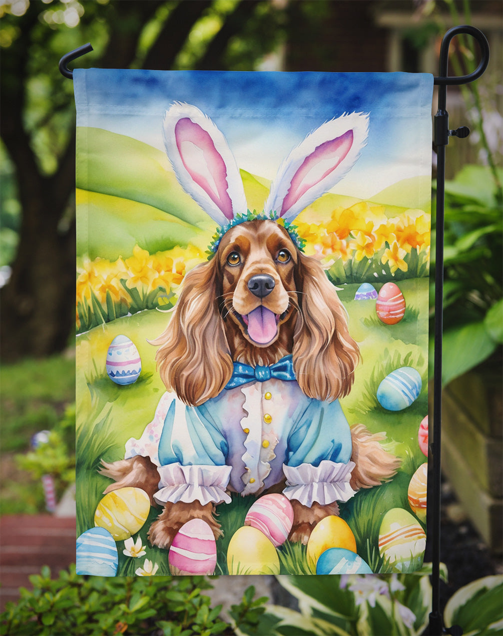 Cocker Spaniel Easter Egg Hunt Garden Flag