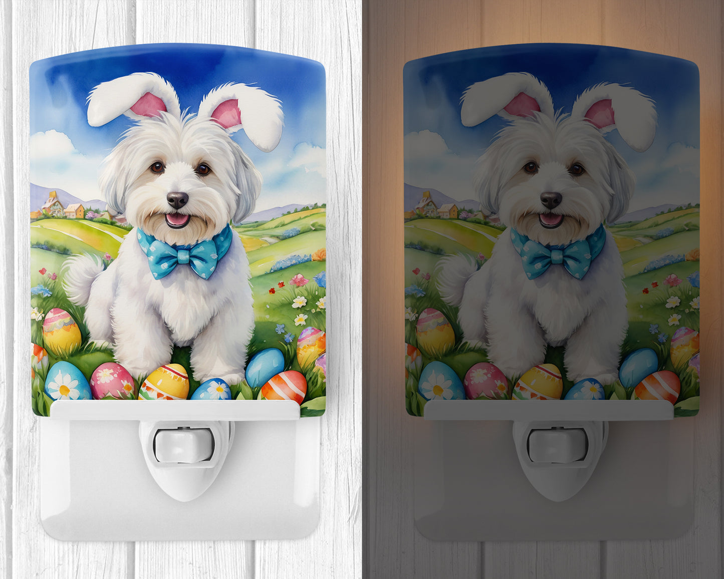 Coton de Tulear Easter Egg Hunt Ceramic Night Light