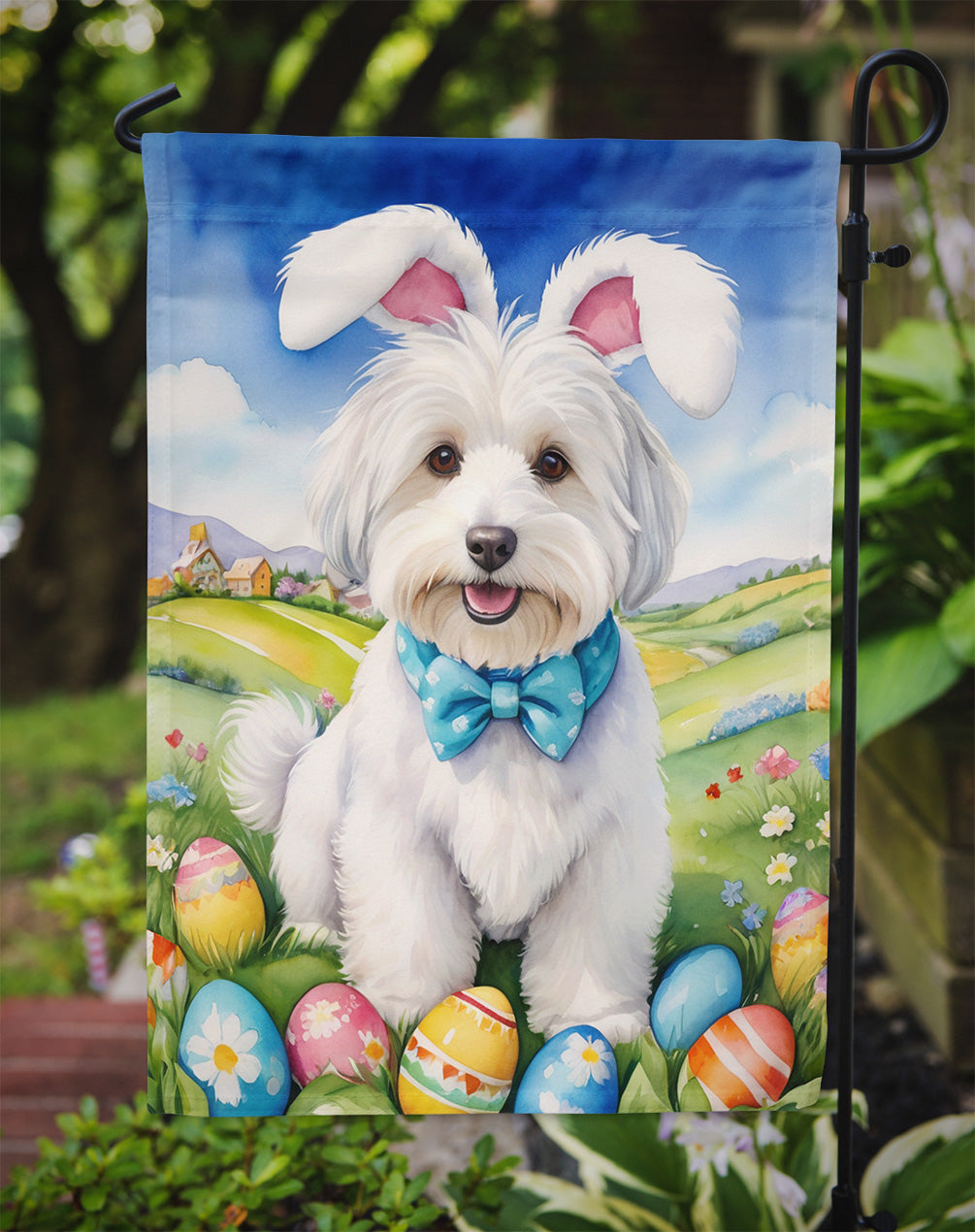 Coton de Tulear Easter Egg Hunt Garden Flag