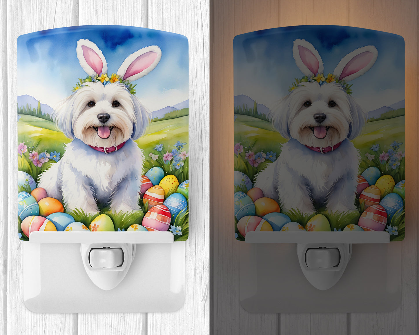 Coton de Tulear Easter Egg Hunt Ceramic Night Light