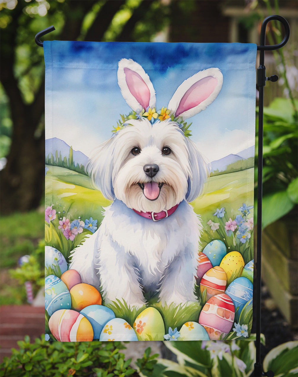 Coton de Tulear Easter Egg Hunt Garden Flag