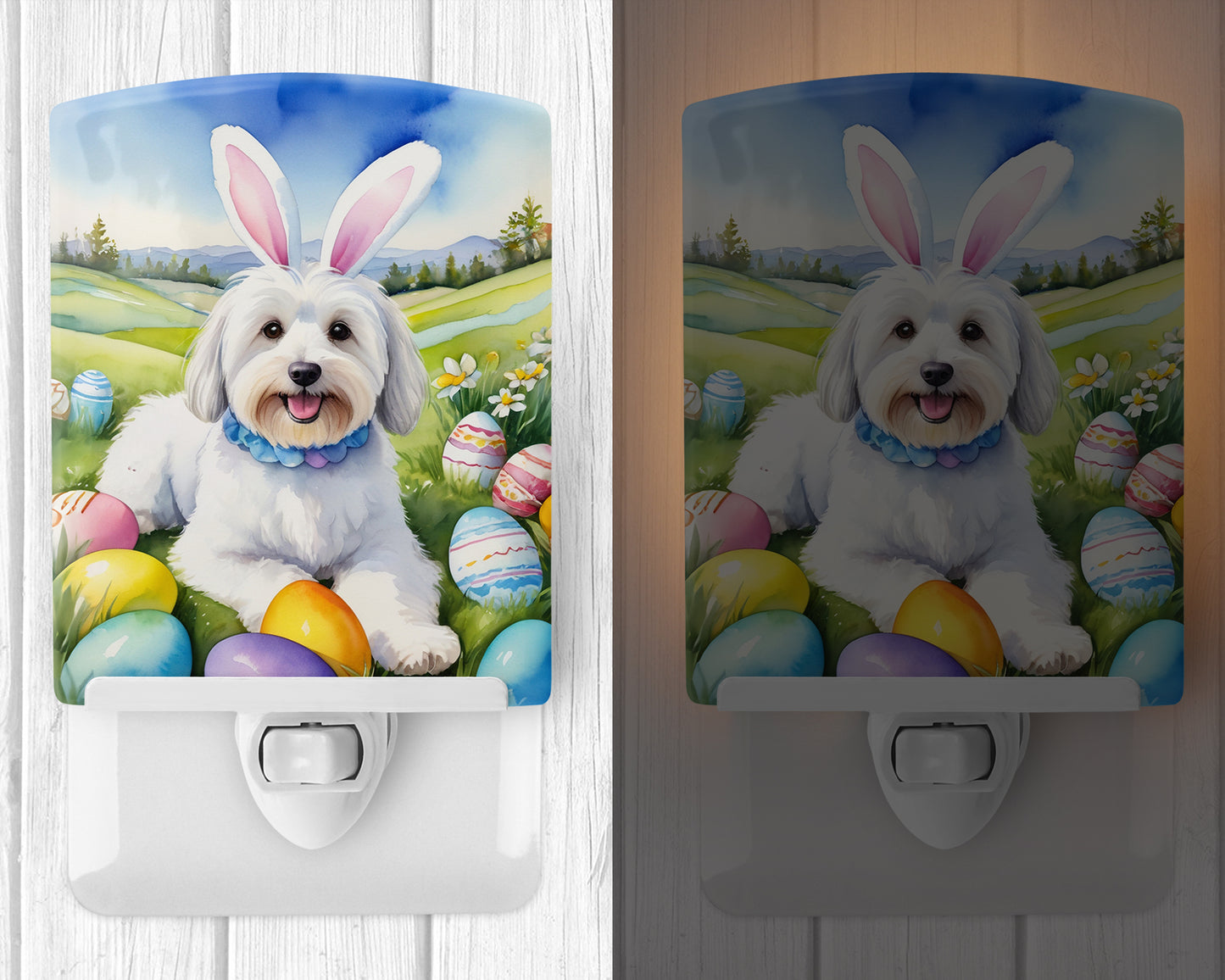 Coton de Tulear Easter Egg Hunt Ceramic Night Light