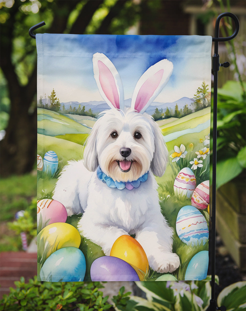 Coton de Tulear Easter Egg Hunt Garden Flag