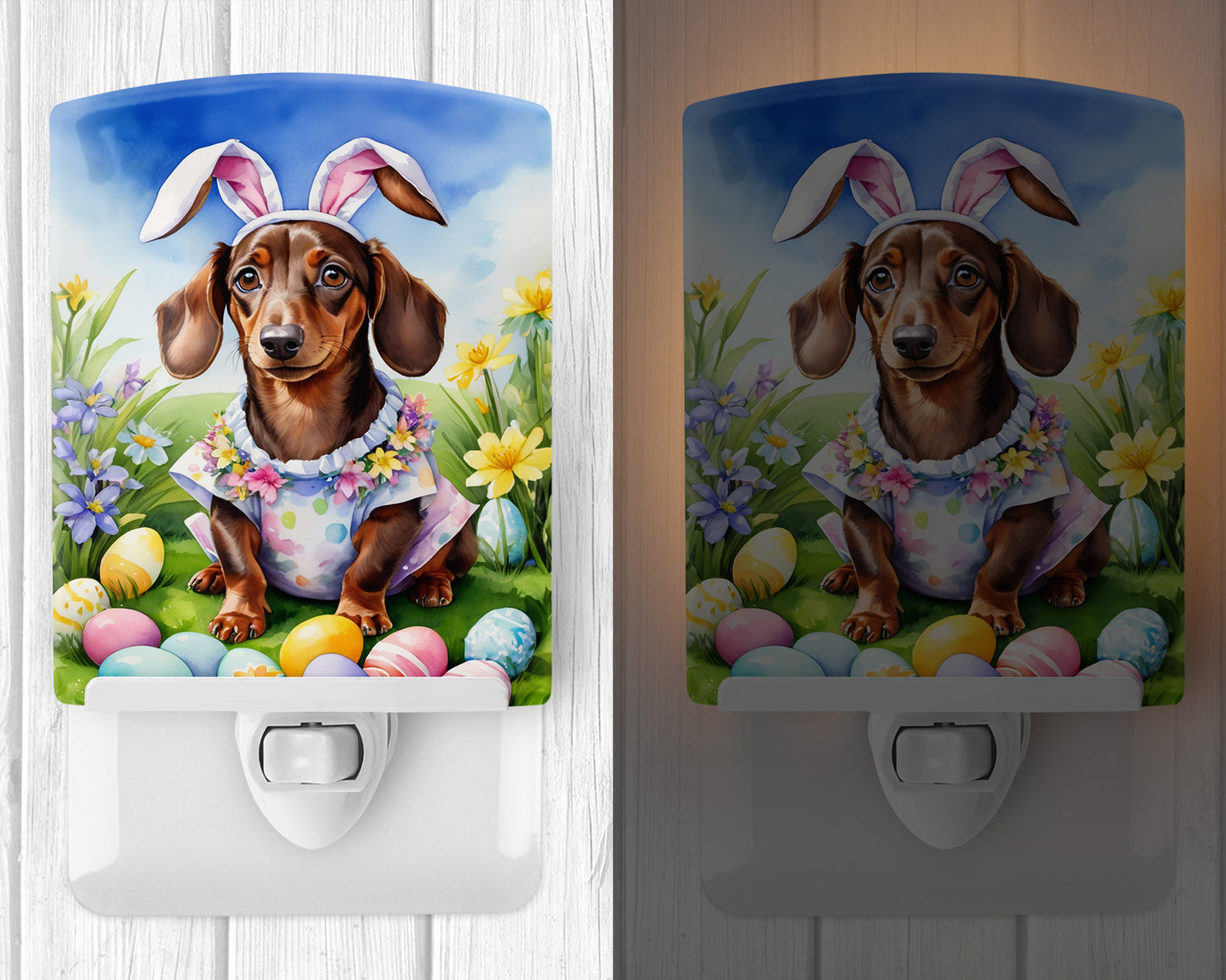 Dachshund Easter Egg Hunt Ceramic Night Light