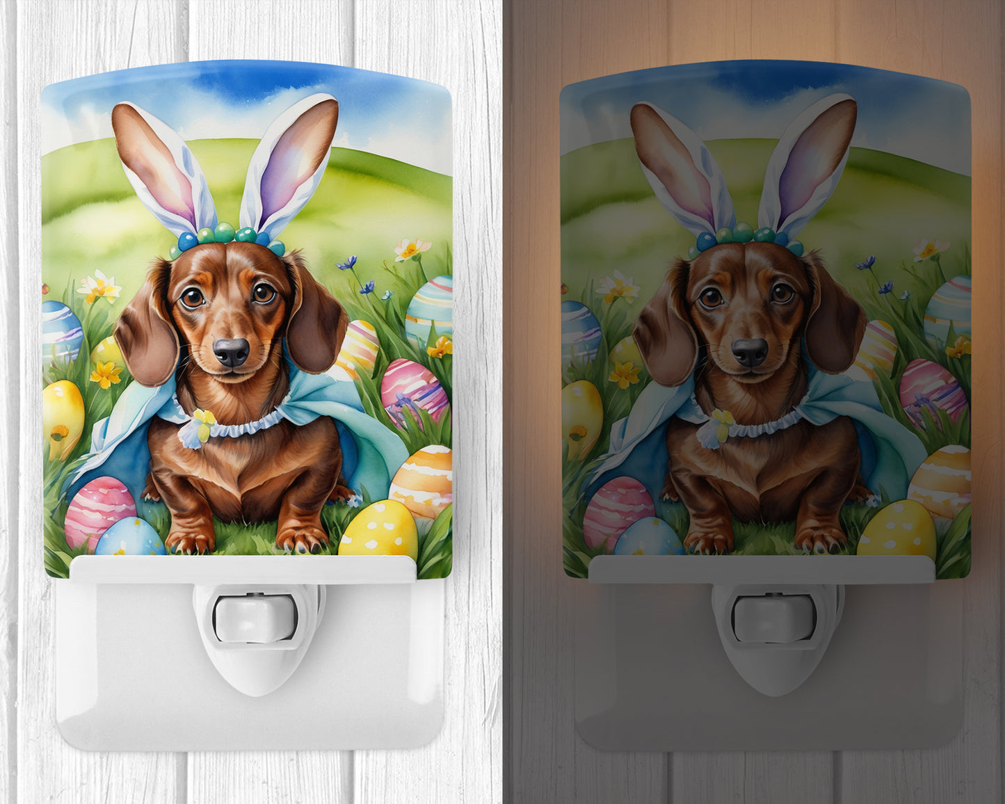 Dachshund Easter Egg Hunt Ceramic Night Light