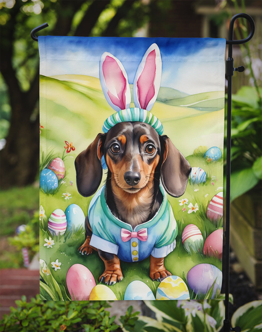 Dachshund Easter Egg Hunt Garden Flag