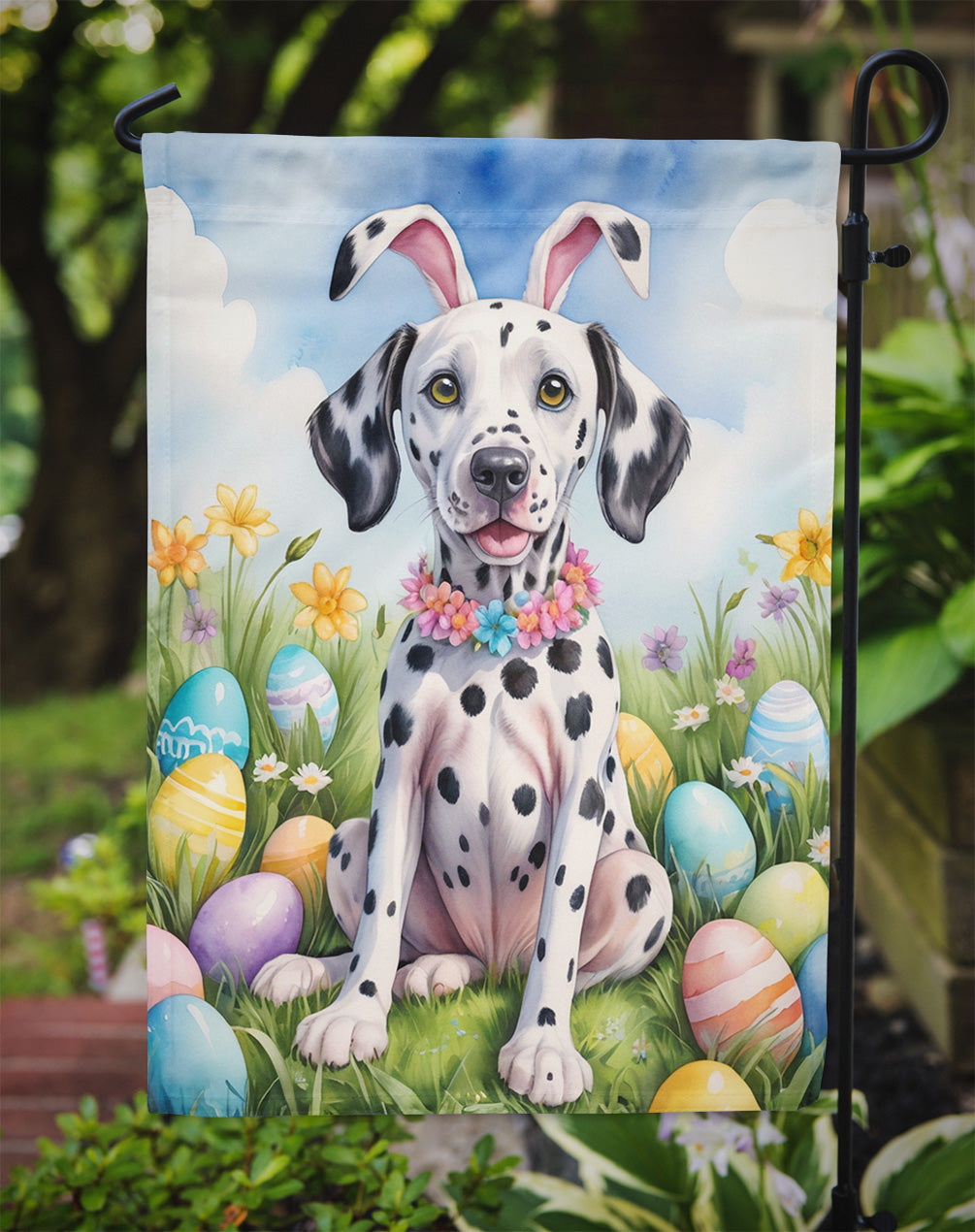 Dalmatian Easter Egg Hunt Garden Flag