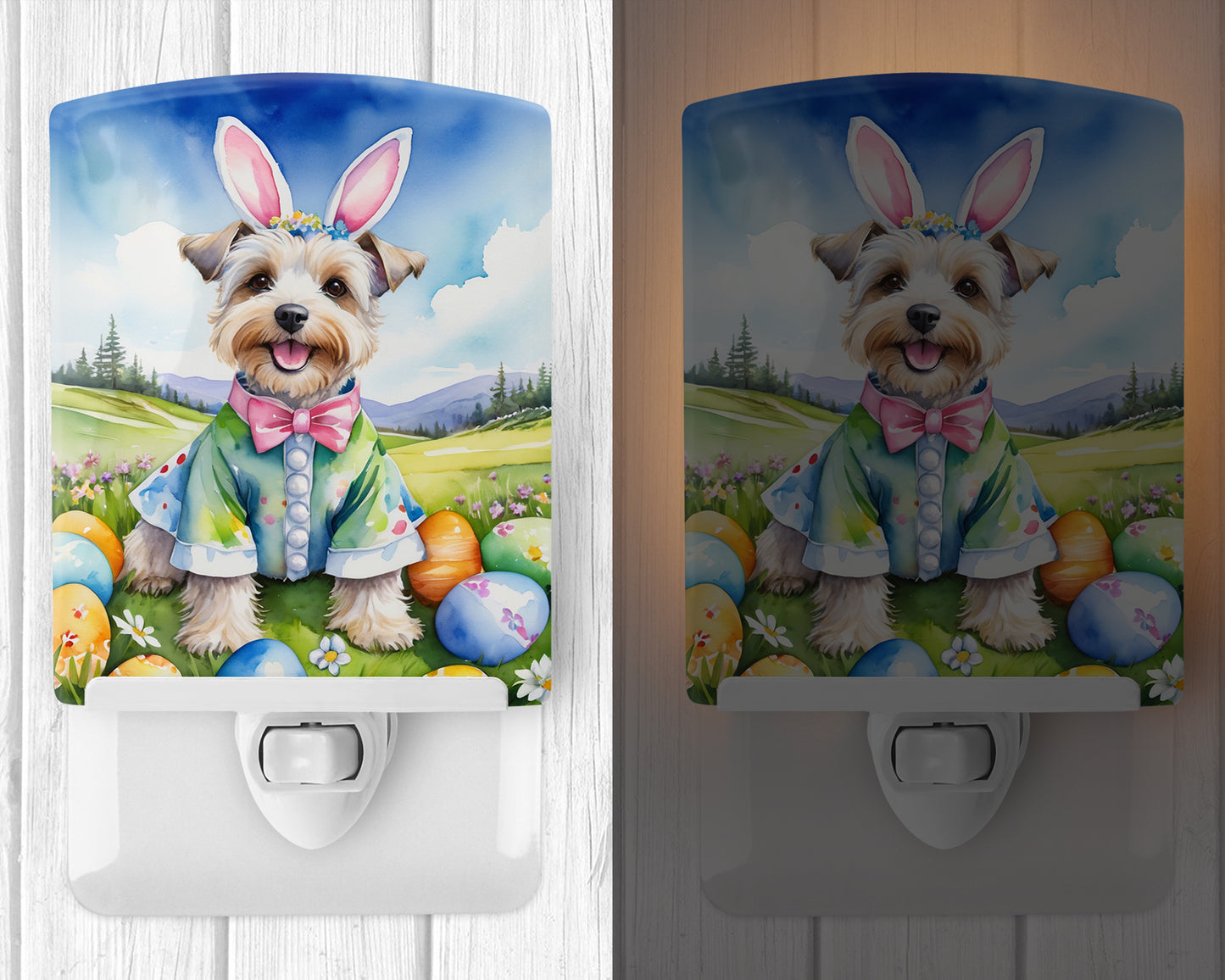 Dandie Dinmont Terrier Easter Egg Hunt Ceramic Night Light