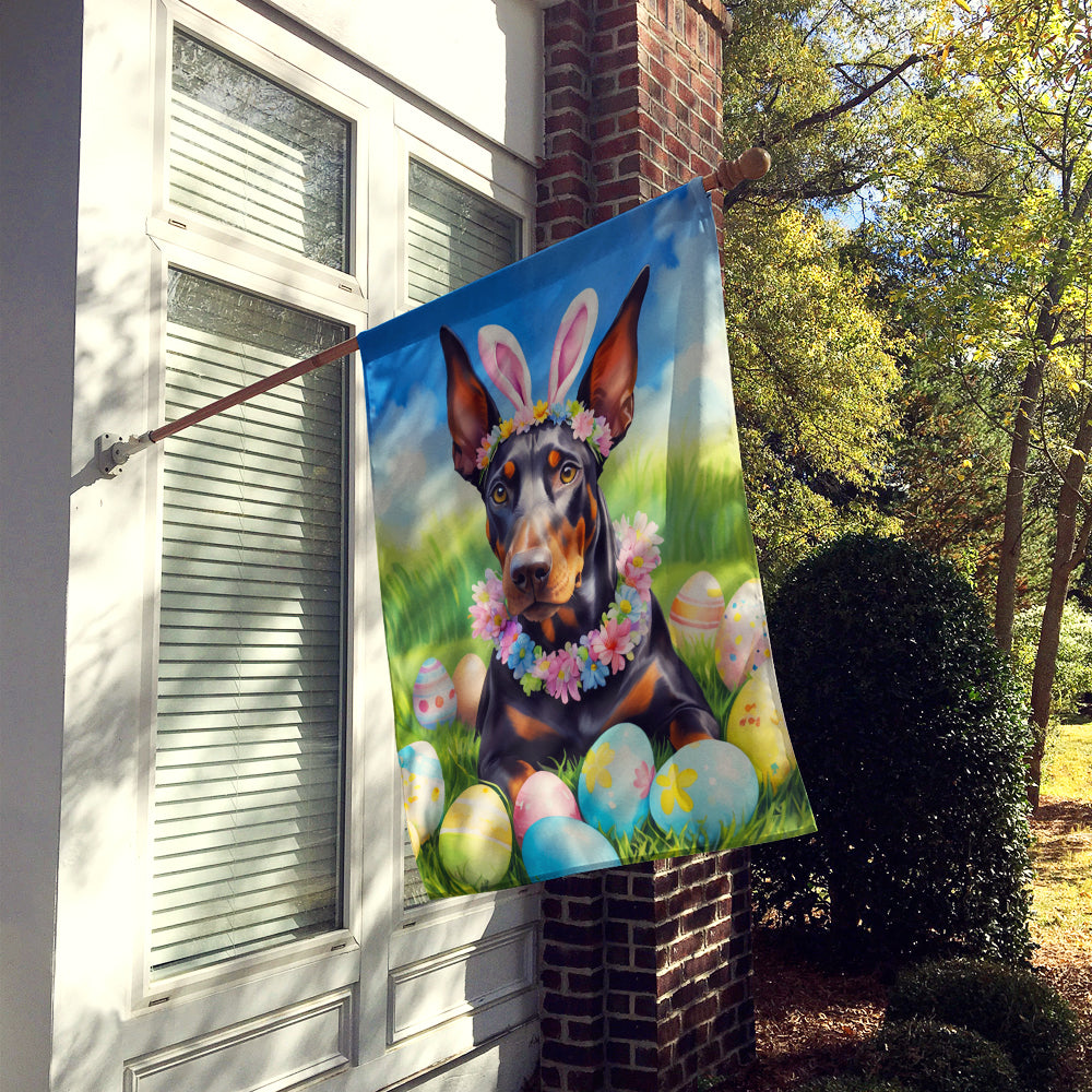 Doberman Pinscher Easter Egg Hunt House Flag