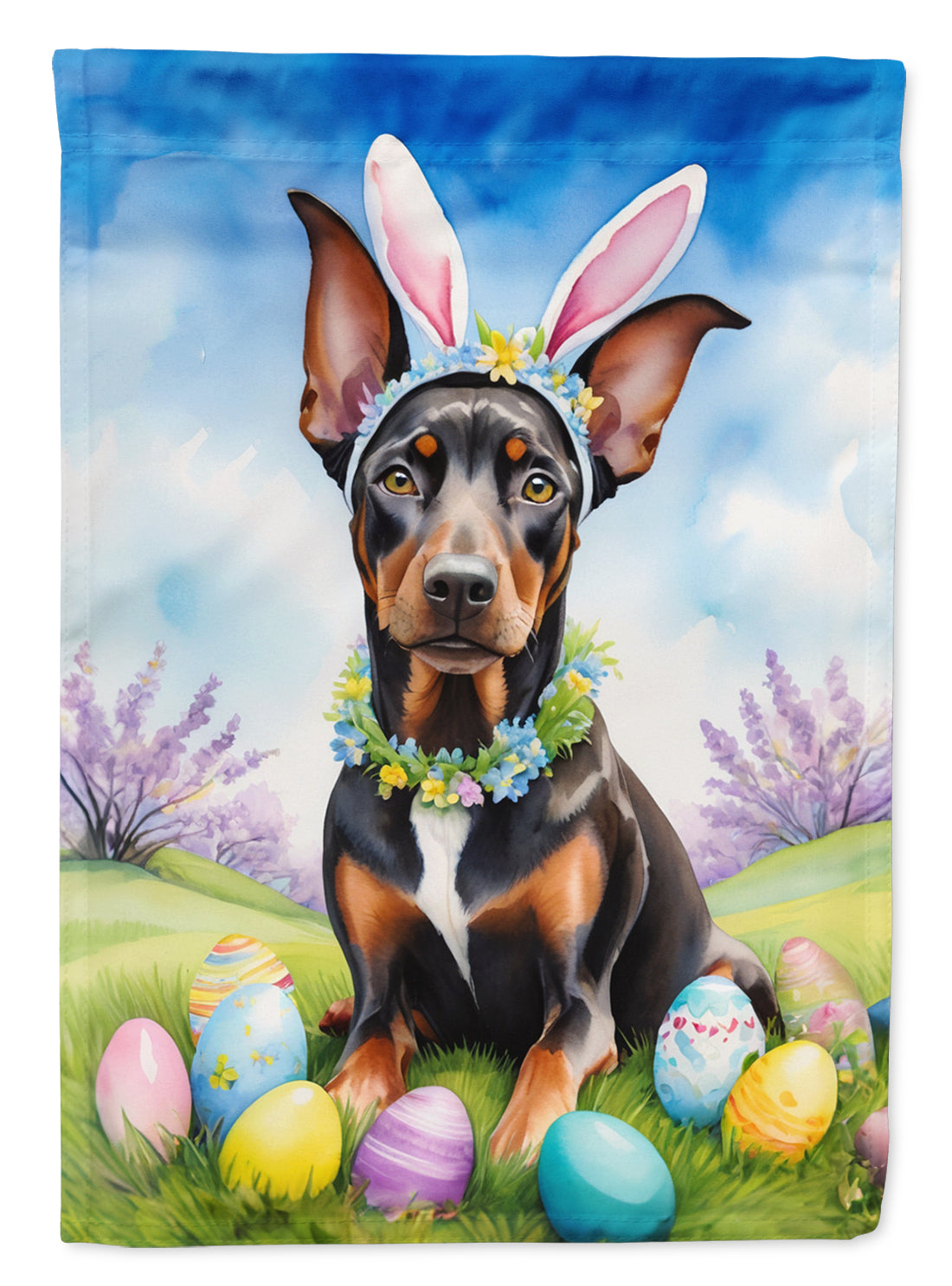 Buy this Doberman Pinscher Easter Egg Hunt House Flag