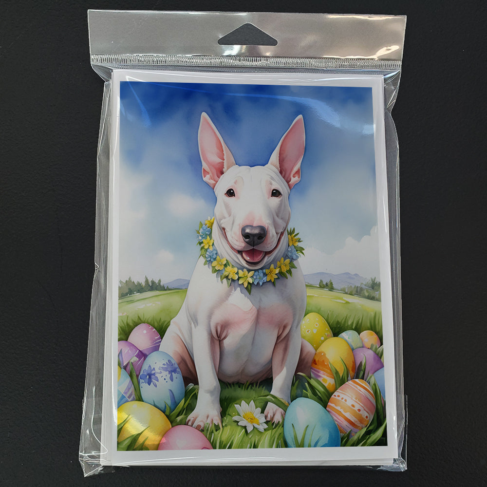 English Bull Terrier Easter Egg Hunt Greeting Cards Pack of 8