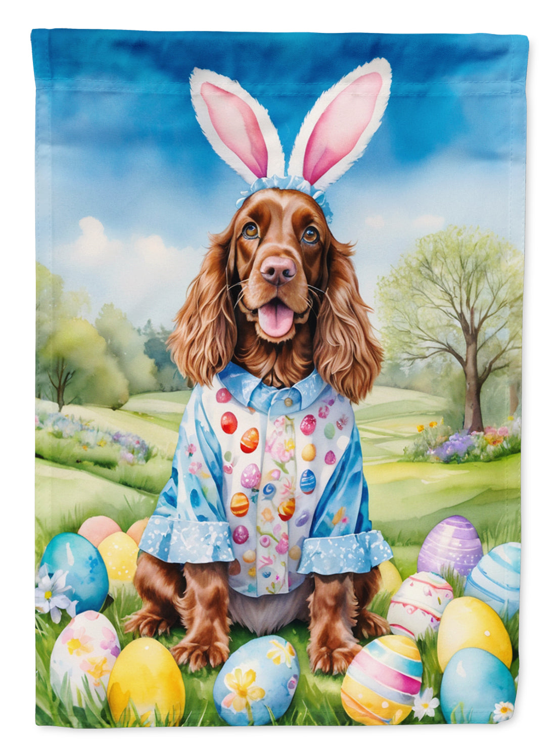 Buy this English Cocker Spaniel Easter Egg Hunt House Flag